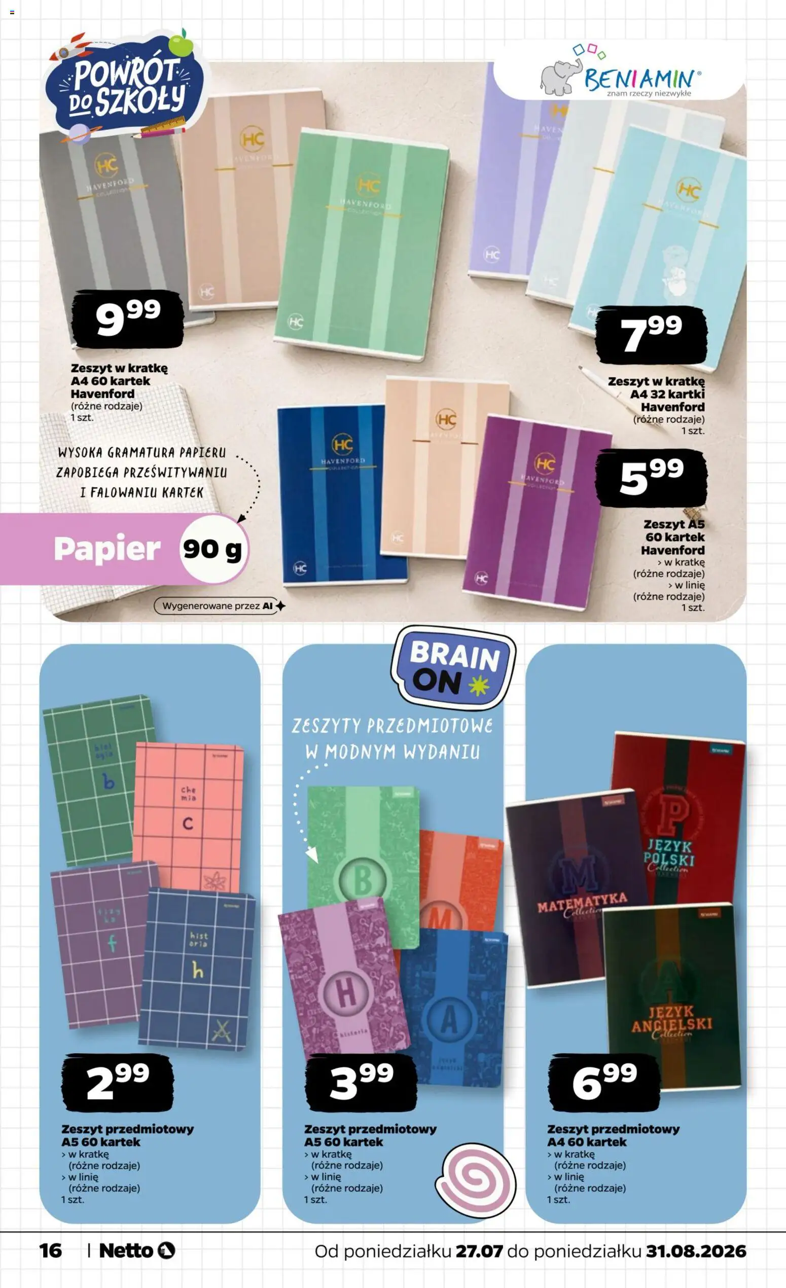 Netto gazetka - Powrót do szkoły od 27.07.2026 | Strona: 16 | Produkty: Notebook, Zeszyt, Zeszyty