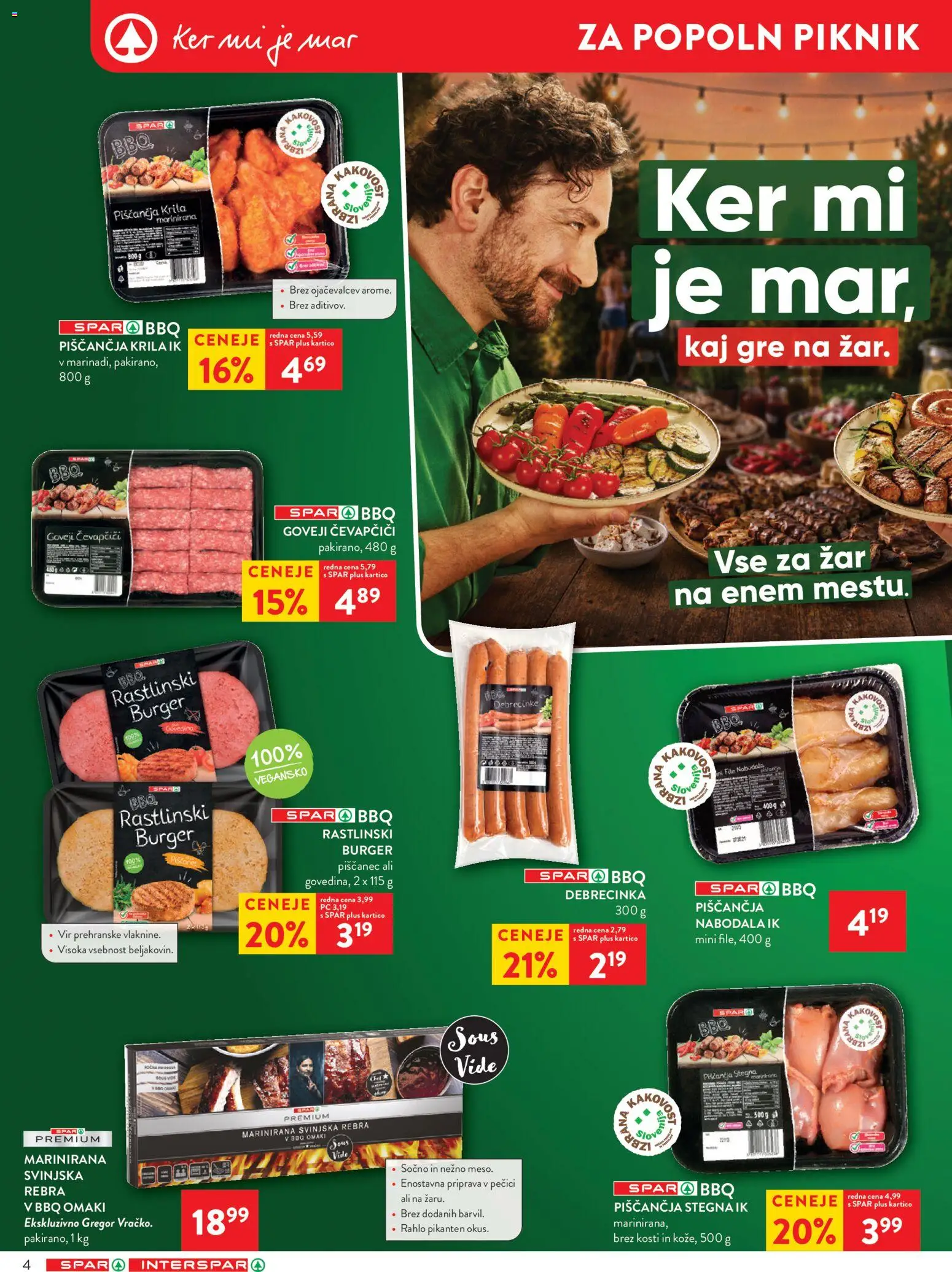 Novi Spar katalog ponudbe – veljaven od 10.06.2026 | Stran: 4 | Izdelki: Čevapčiči, Zar, Piščančja krila, Nabodala
