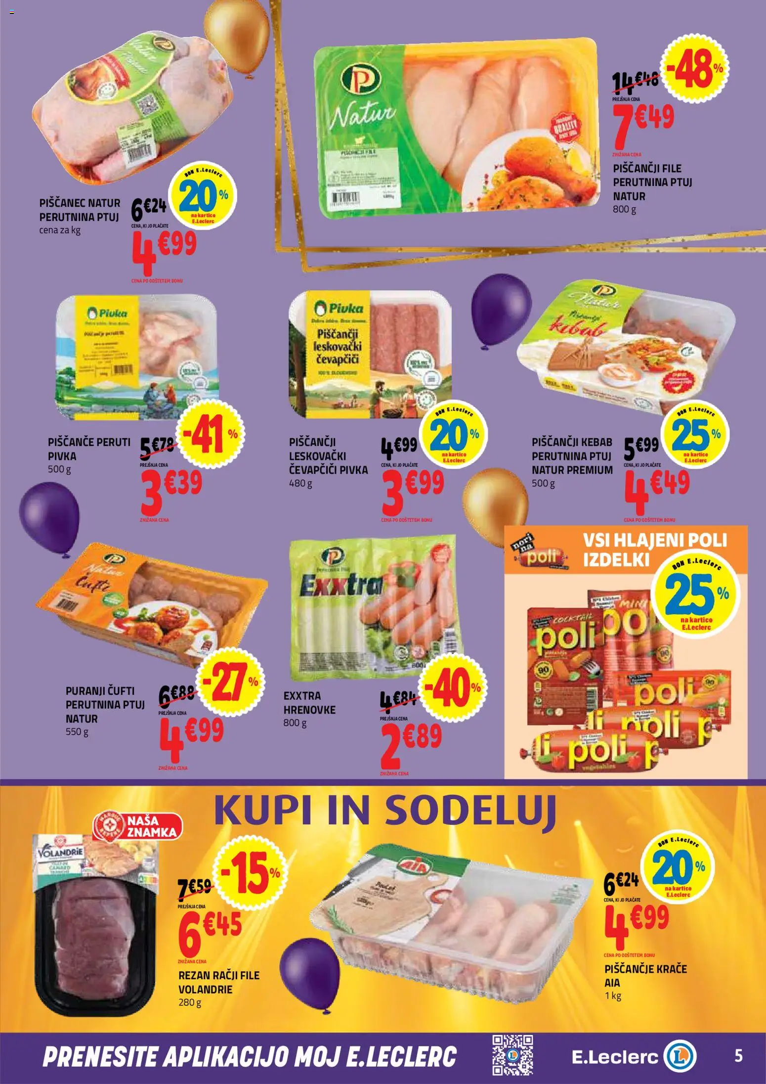 Novi E.leclerc katalog ponudbe – veljaven od 21.10.2026 | Stran: 5 | Izdelki: Hrenovke, Čevapčiči