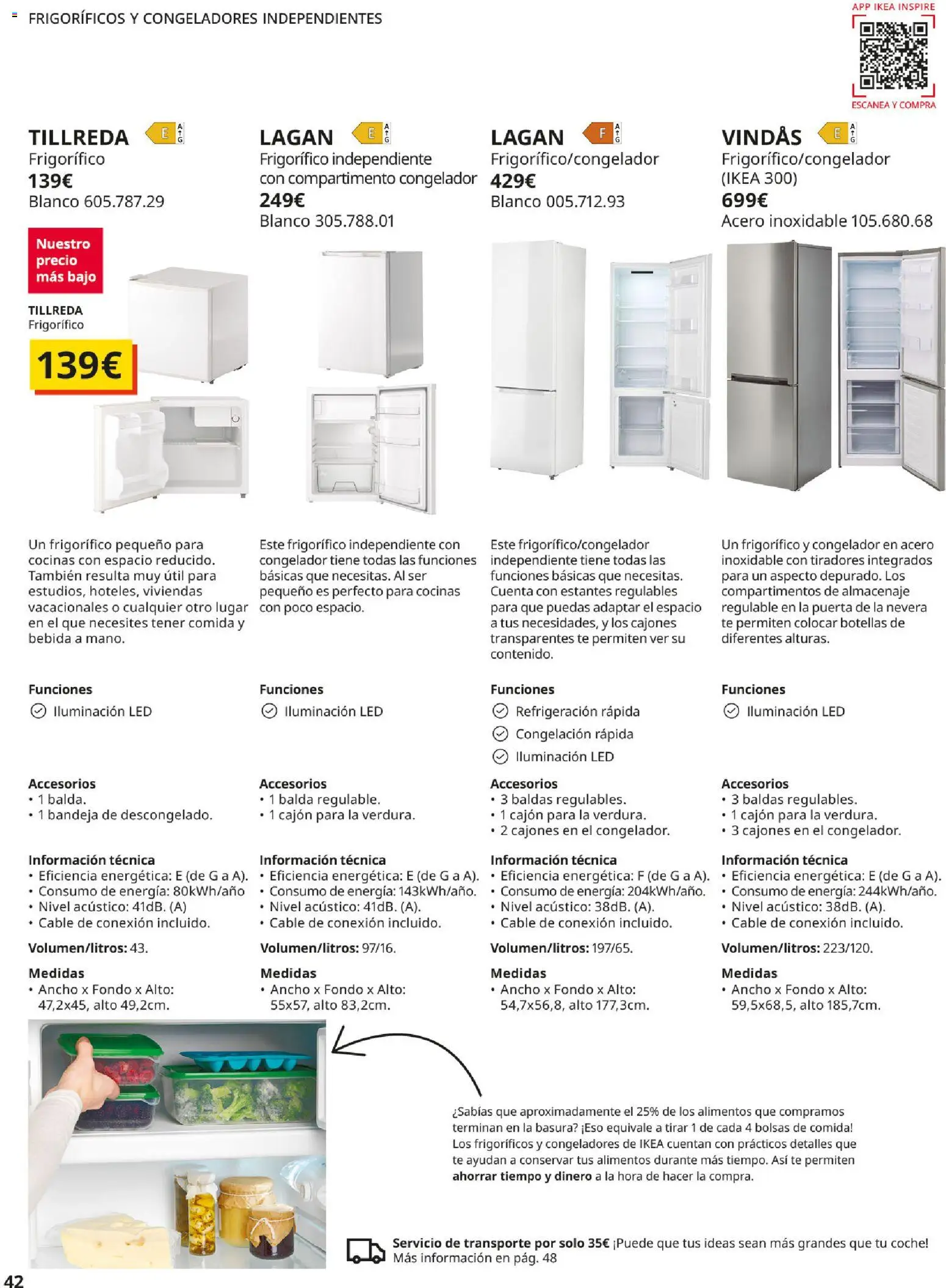 IKEA - Electrodomésticos │ válido desde el 01/09/2026 | Página: 42 | Productos: Congelador, Nevera, Iluminación, Alimentos