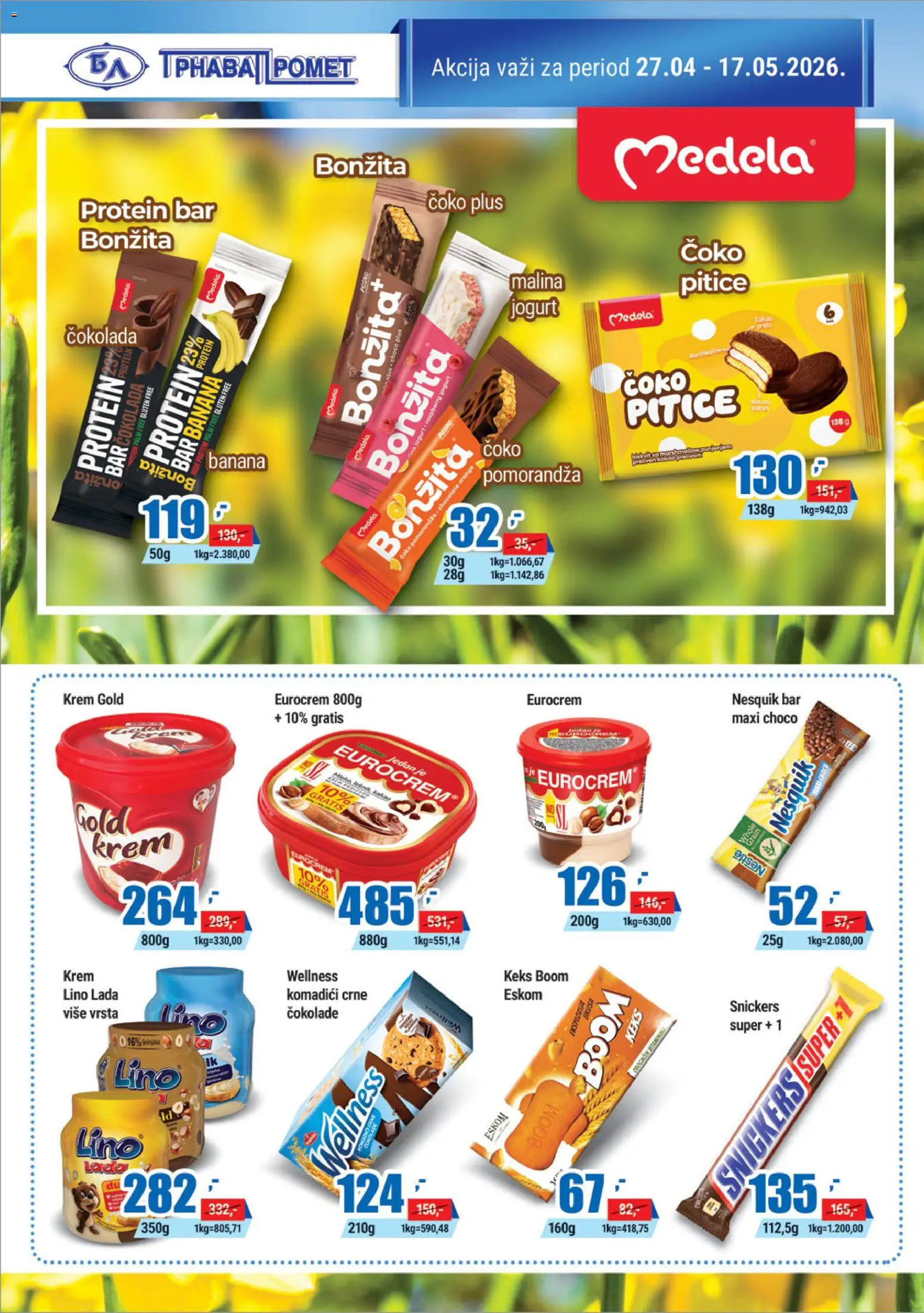 Trnava Promet katalog - važi od 27.04.2026 | Strana: 10 | Proizvode: Keks, Pomorandza, Jogurt, Marshmallow