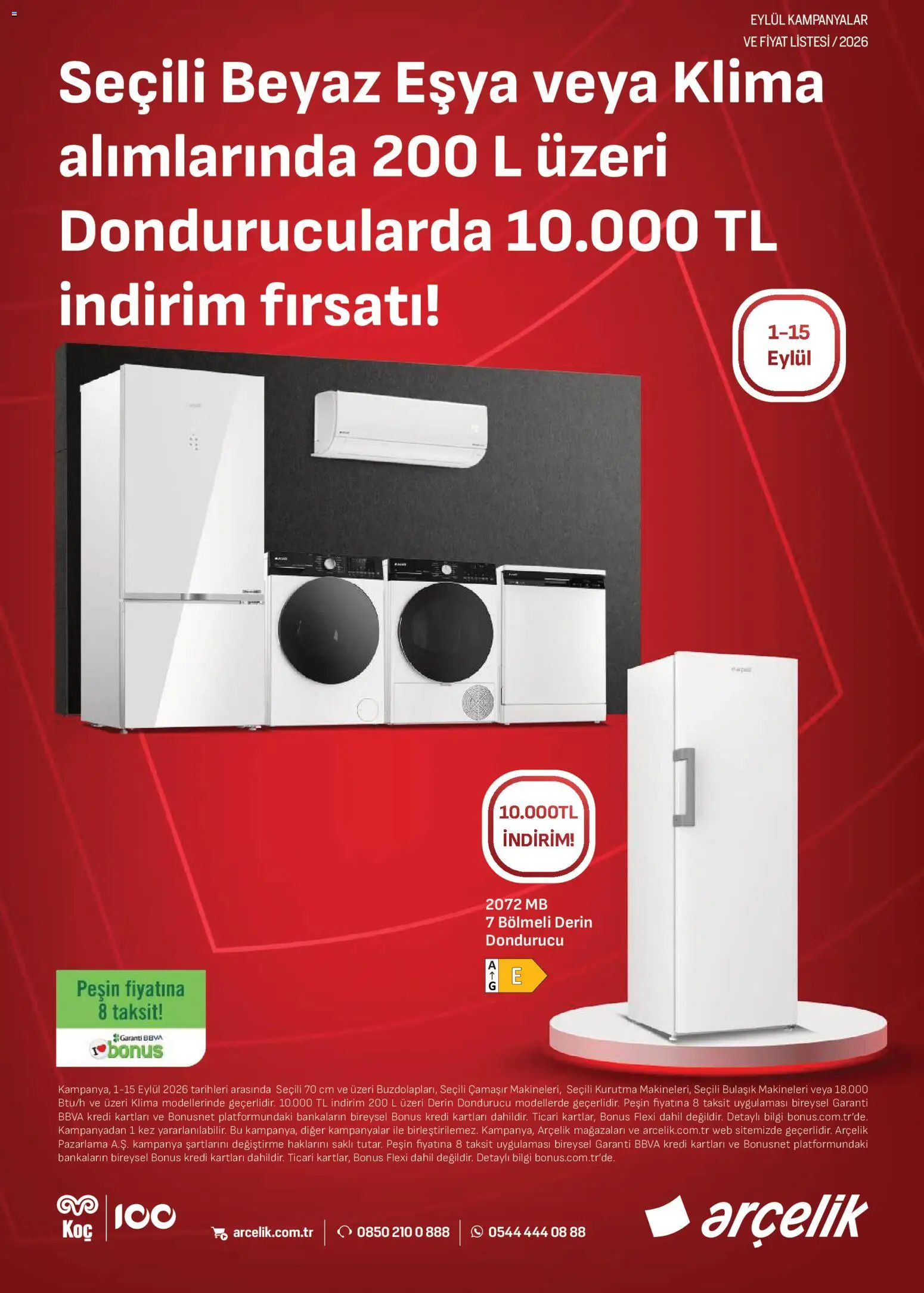 Arçelik Katalog - 01 Eylül 2026 tarihinden itibaren geçerlidir | Sayfa: 2 | Ürünler: Dondurucu, Klima