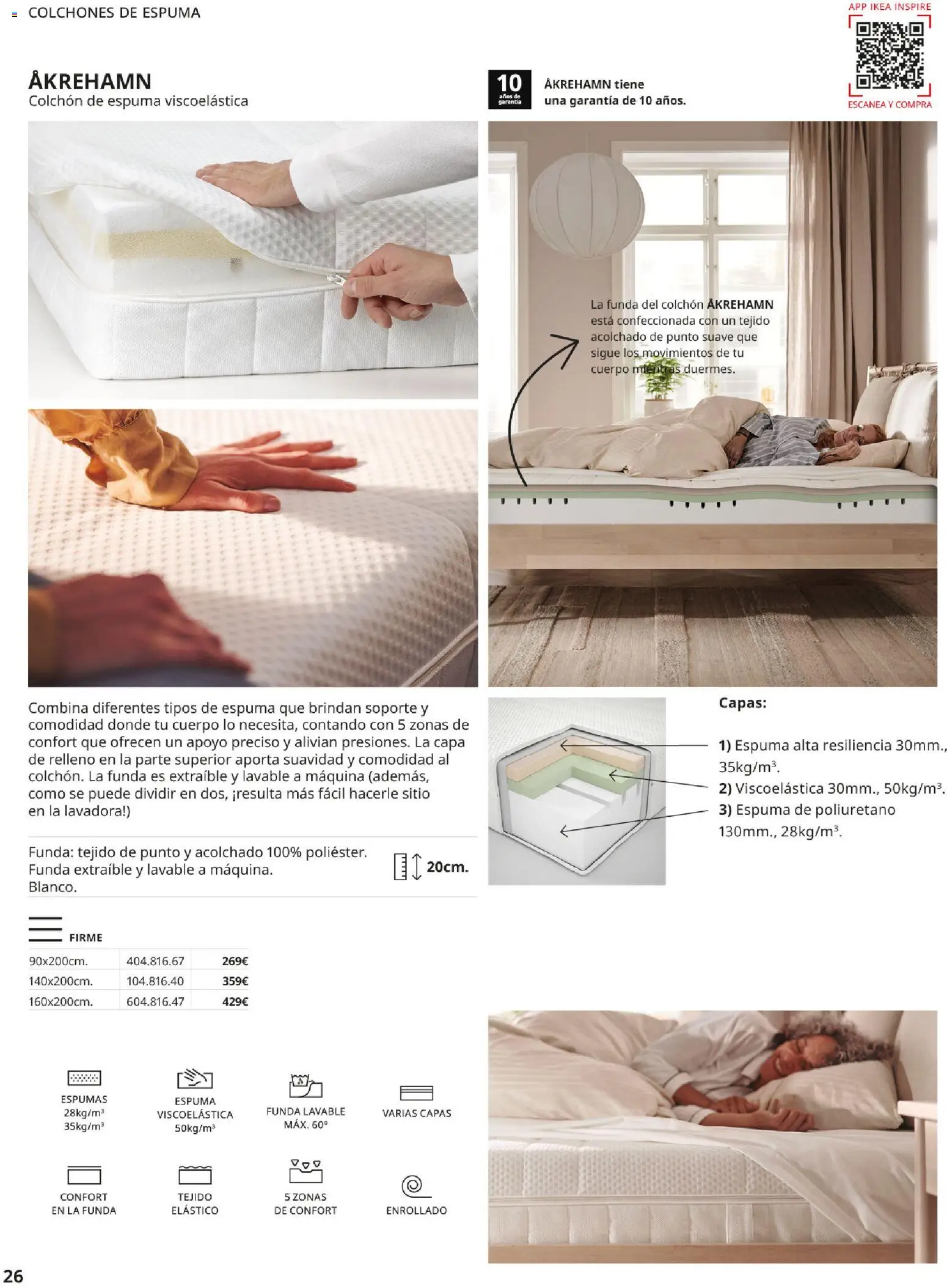 IKEA - Confort │ válido desde el 01/09/2026 | Página: 26 | Productos: Espuma, Colchon, Funda, Lavadora