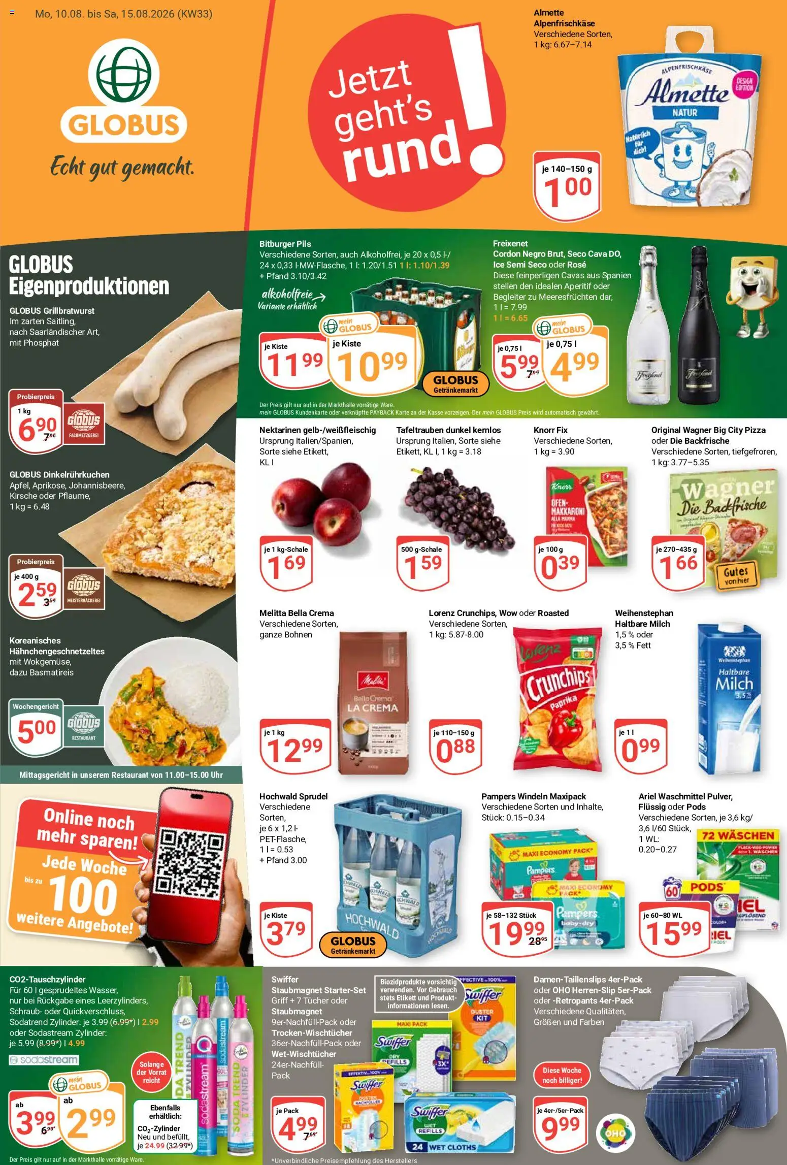 Globus Prospekt Völklingen – gültig ab 10.08.2026 | Seite: 3 | Produkte: Bitburger, Haltbare milch, Waschmittel, Uhr