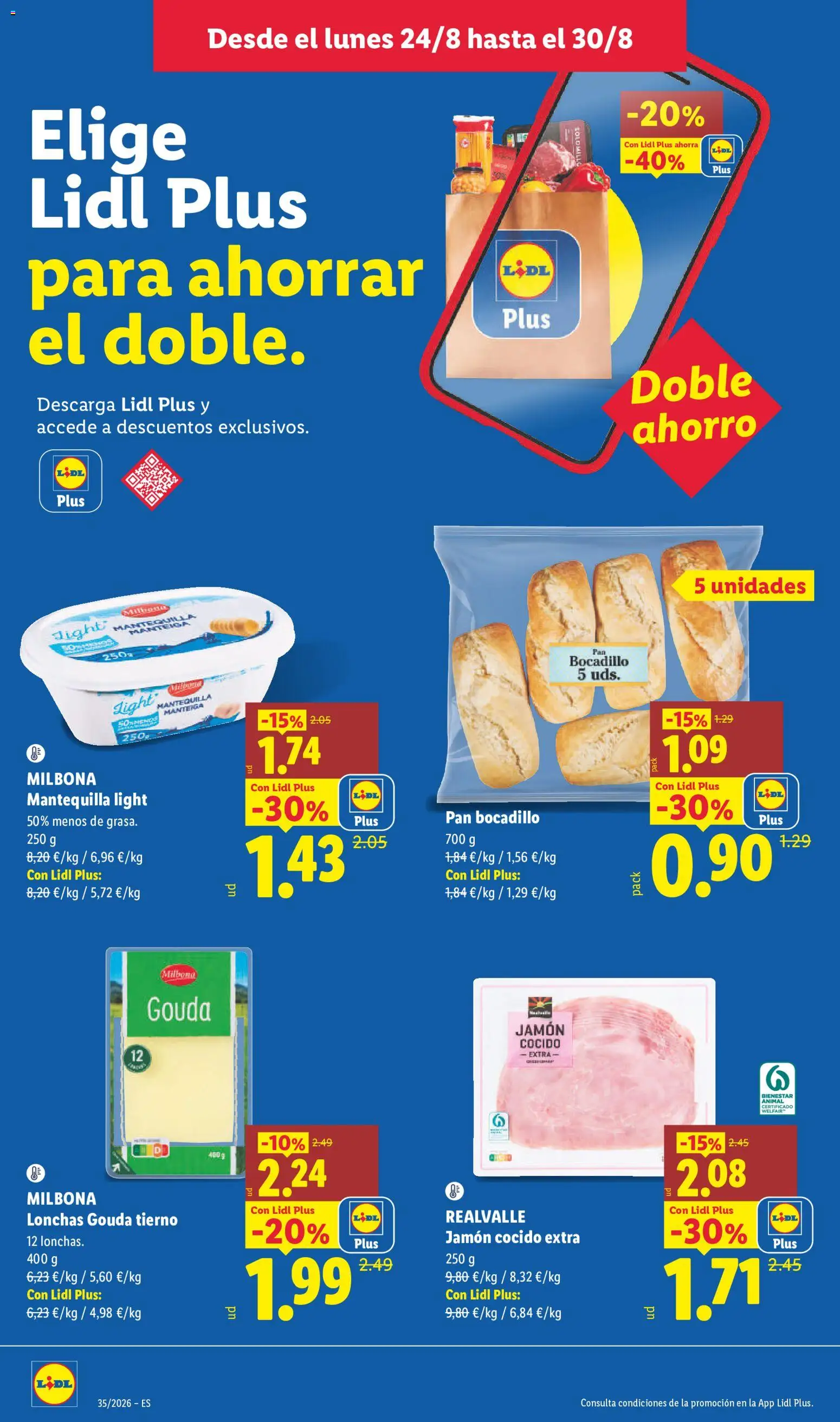 Lidl folleto │ válido desde el 24/08/2026 | Página: 6 | Productos: Pan, Jamón, Jamón cocido, Mantequilla