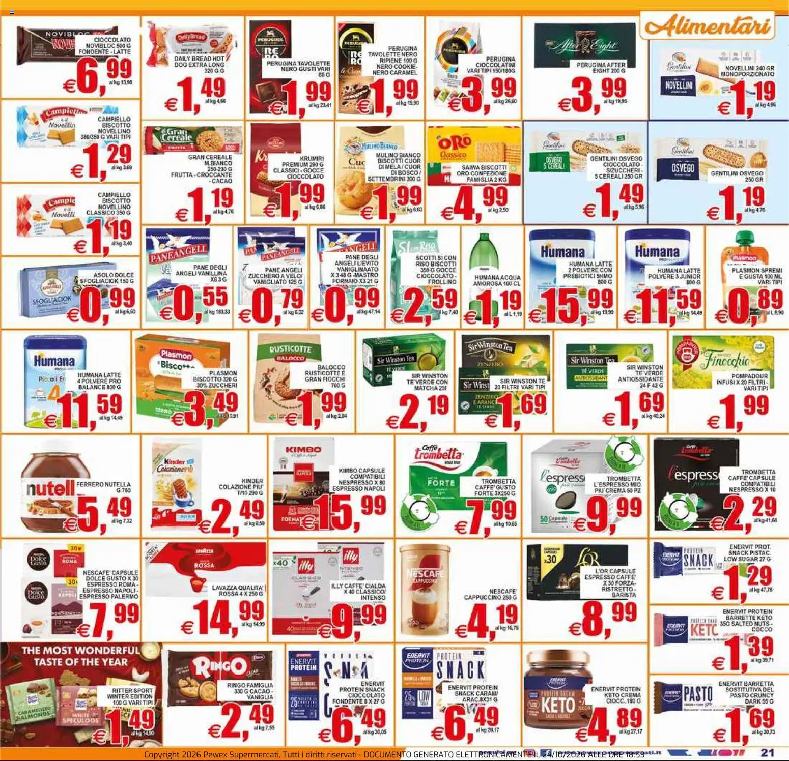 Volantino Pewex del 23/10/2026 | Pagina: 21 | Prodotti: Pane, Tè, Cocco, Illy
