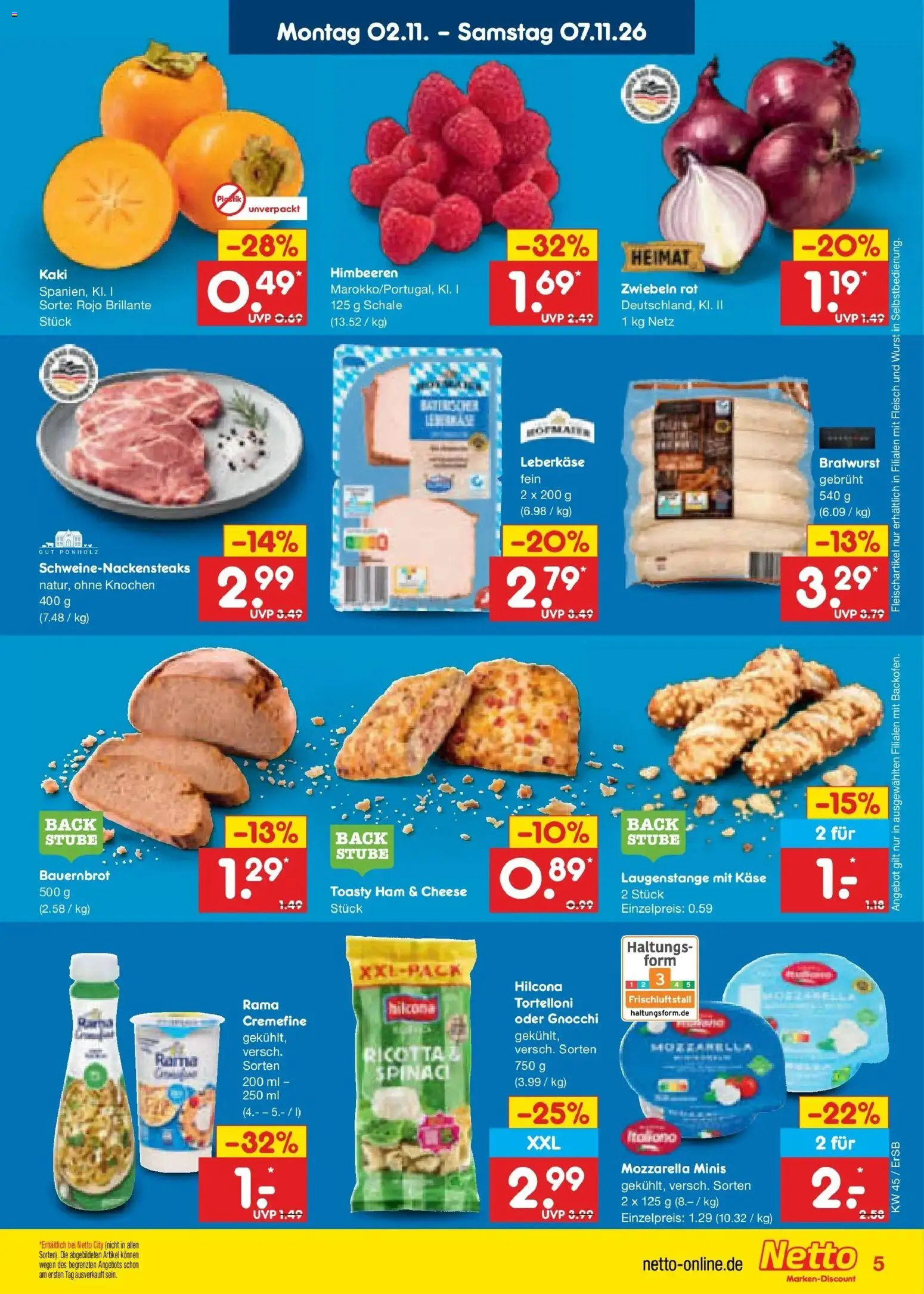 Netto Marken-Discount Prospekt Naumburg – gültig ab 02.11.2026 | Seite: 11 | Produkte: Himbeeren, Gnocchi, Rama, Leberkase