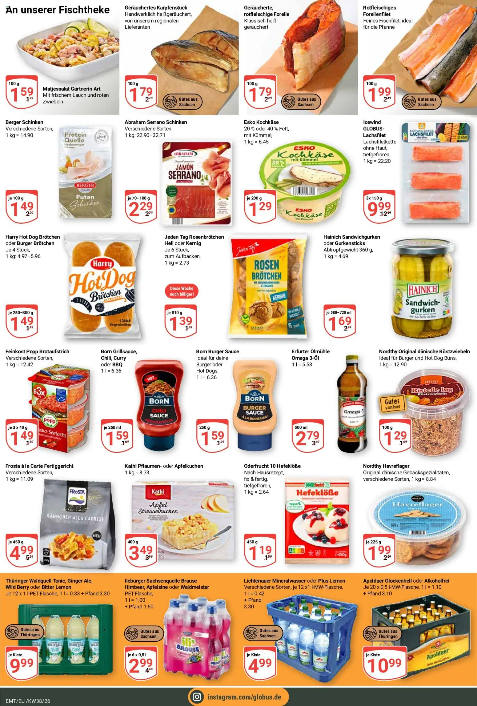 Globus Prospekt Erfurt – gültig ab 14.09.2026 | Seite: 3 | Produkte: Burger, Mineralwasser, Serrano schinken, Schinken