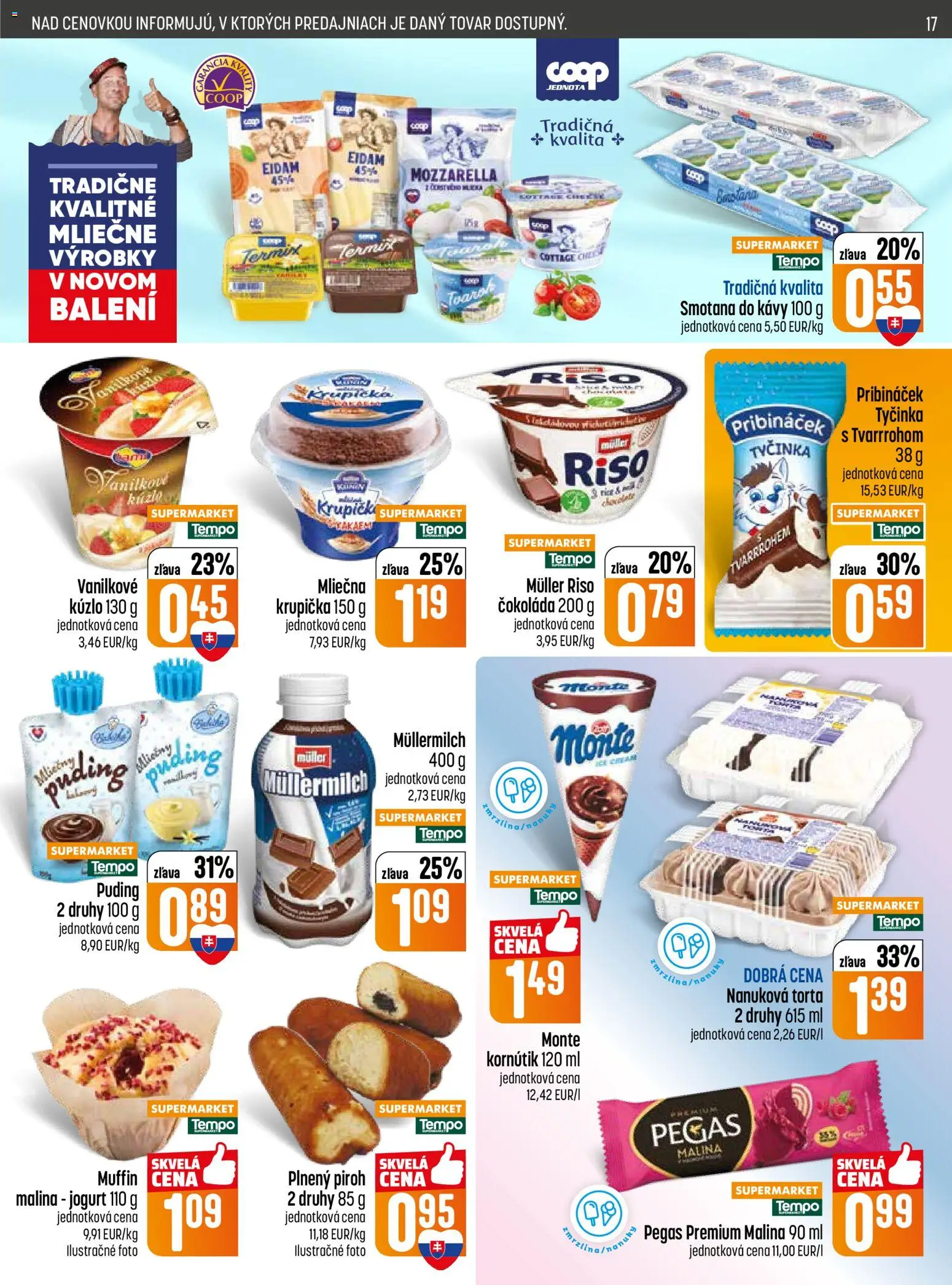 Nové COOP Jednota akcie – leták je platný od 16.04.2026 | Strana: 17 | Produkty: Smotana, Eidam, Mozzarella, Torta