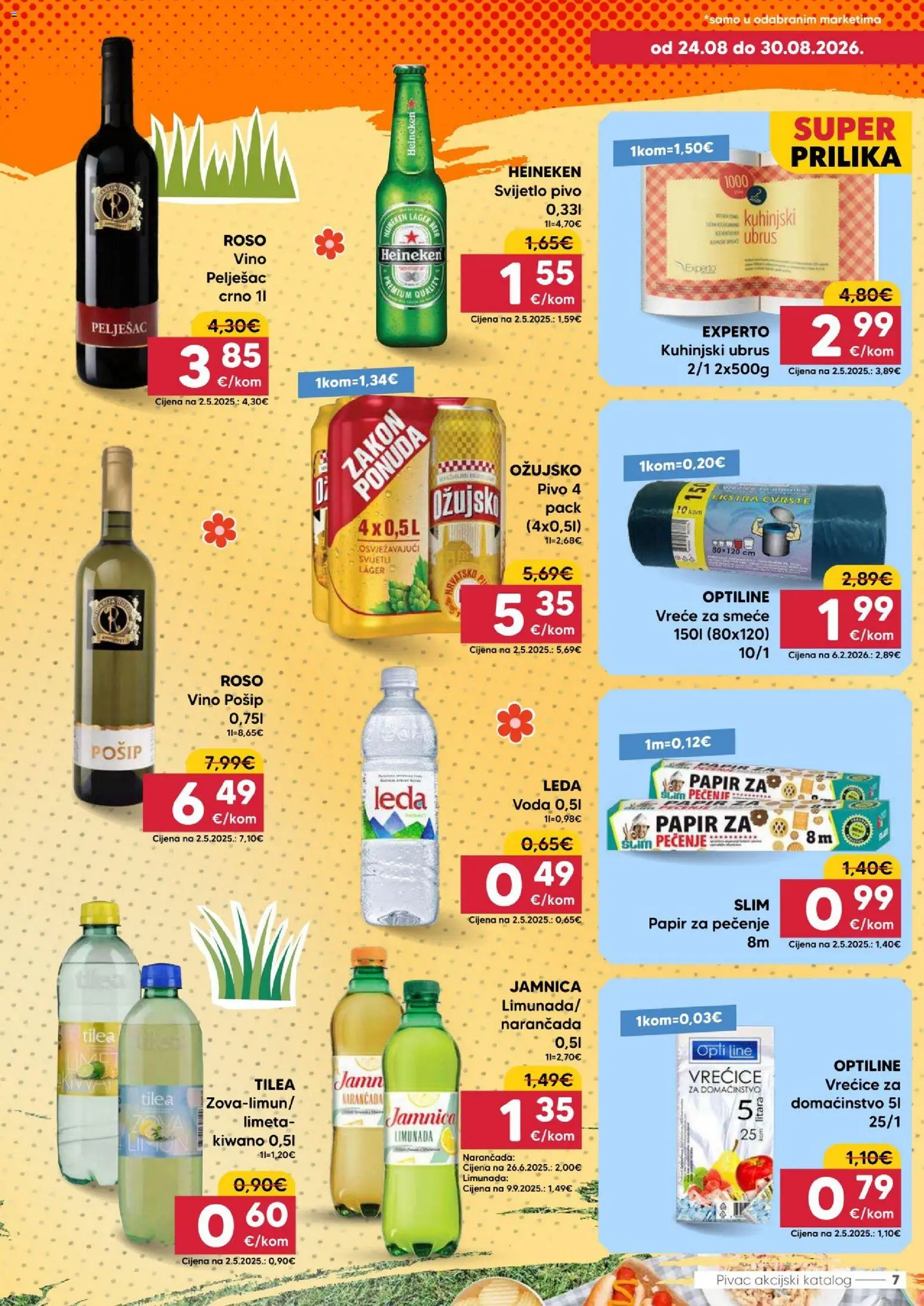 Pivac katalog | vrijedi od 24.08.2026 | Stranica: 7 | Proizvodi: Vino, Vreće za smeće, Voda, Limeta