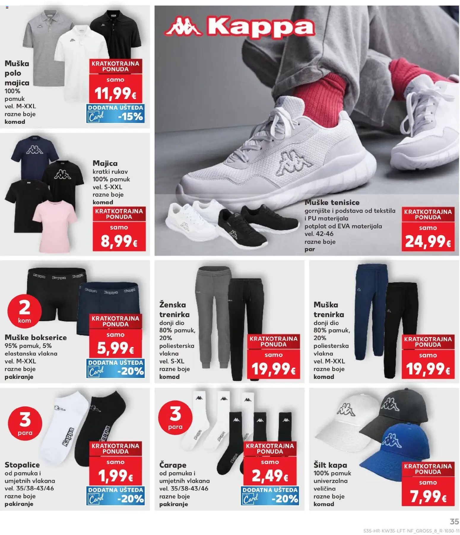 Kaufland katalog | vrijedi od 26.08.2026 | Stranica: 35 | Proizvodi: Muške bokserice, Bokserice, Kapa, Trenirka