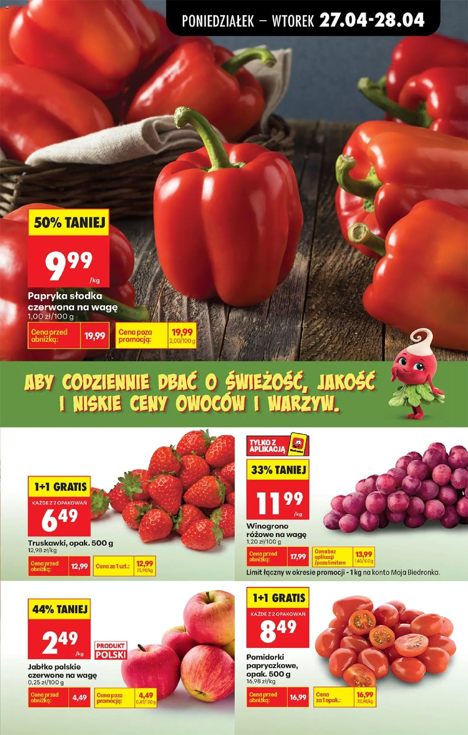 Biedronka gazetka od poniedziałku od 27.04.2026 | Strona: 49 | Produkty: Tiramisu, Patelnie, Lody, Warzywa