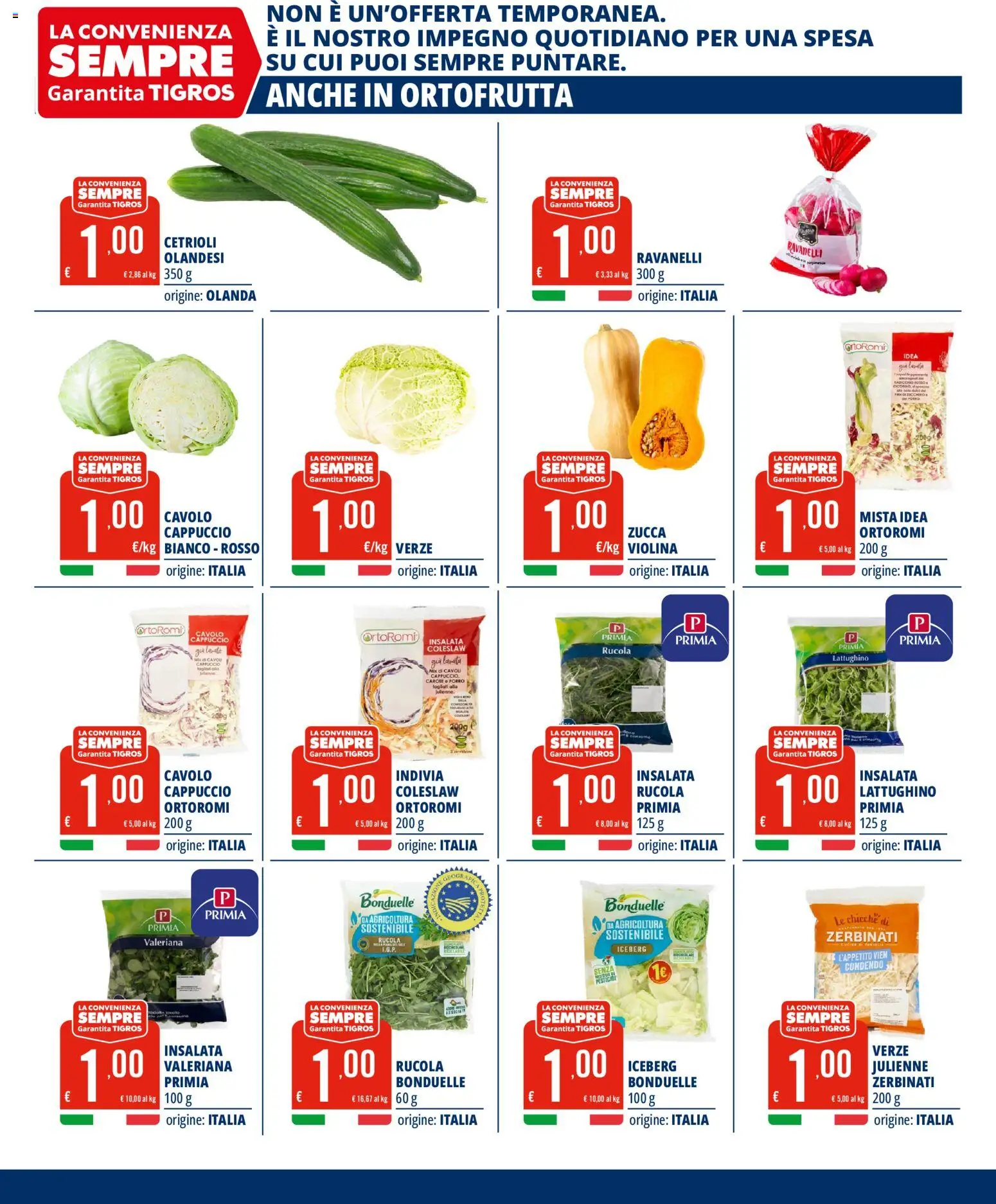 Volantino Tigros del 16/09/2026 | Pagina: 9 | Prodotti: Valeriana, Rucola, Cappuccio, Ravanelli