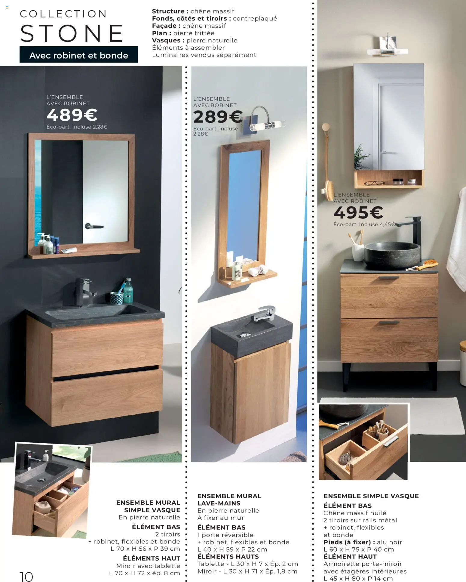 {H1} | Page: 10 | Produits: Tablette, Porte, Tiroirs, Huile
