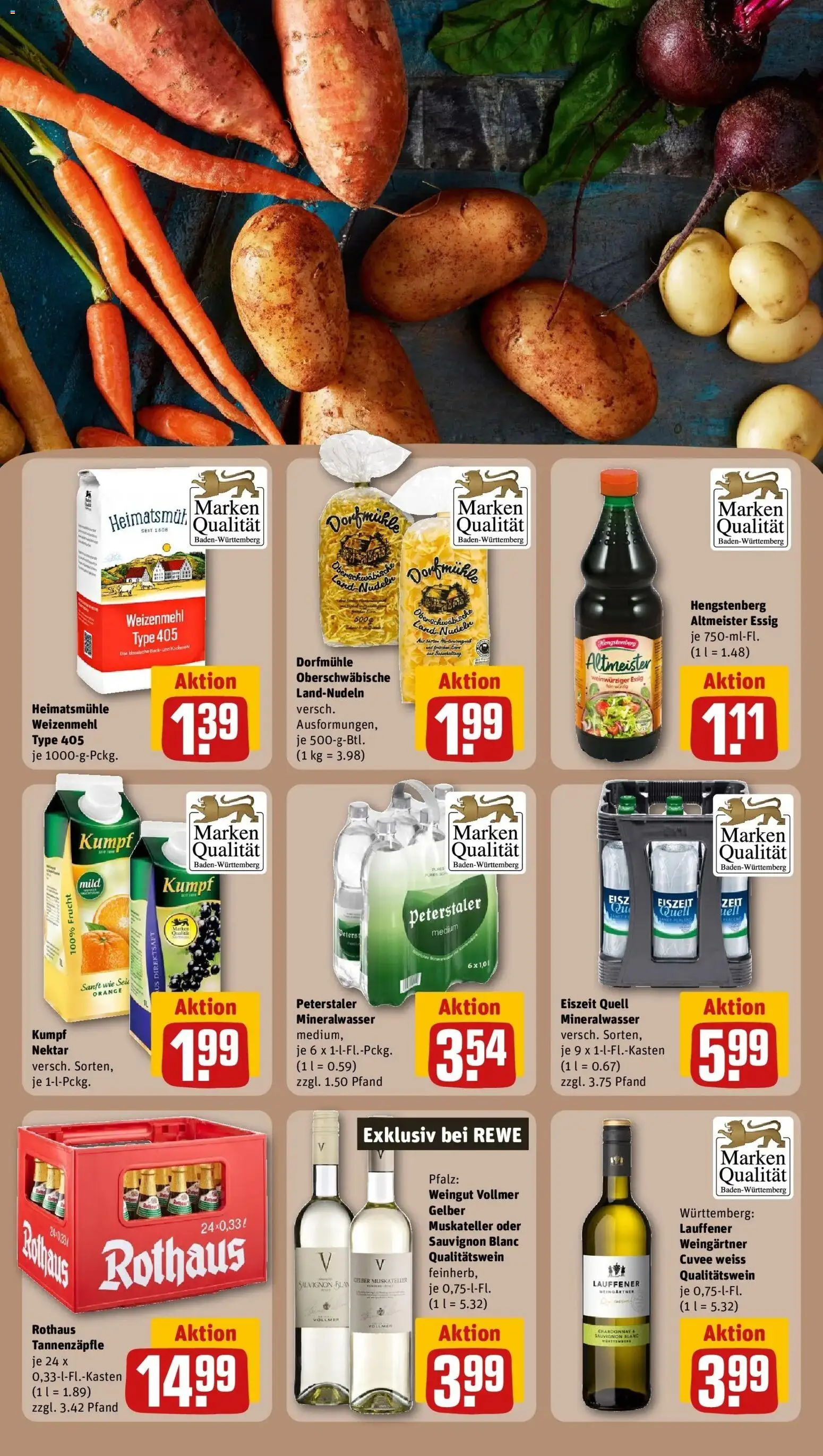 REWE Prospekt ab 26.10.2026 zum Blättern » Angebote | Seite: 27 | Produkte: Essig, Weizenmehl, Mineralwasser, Nudeln