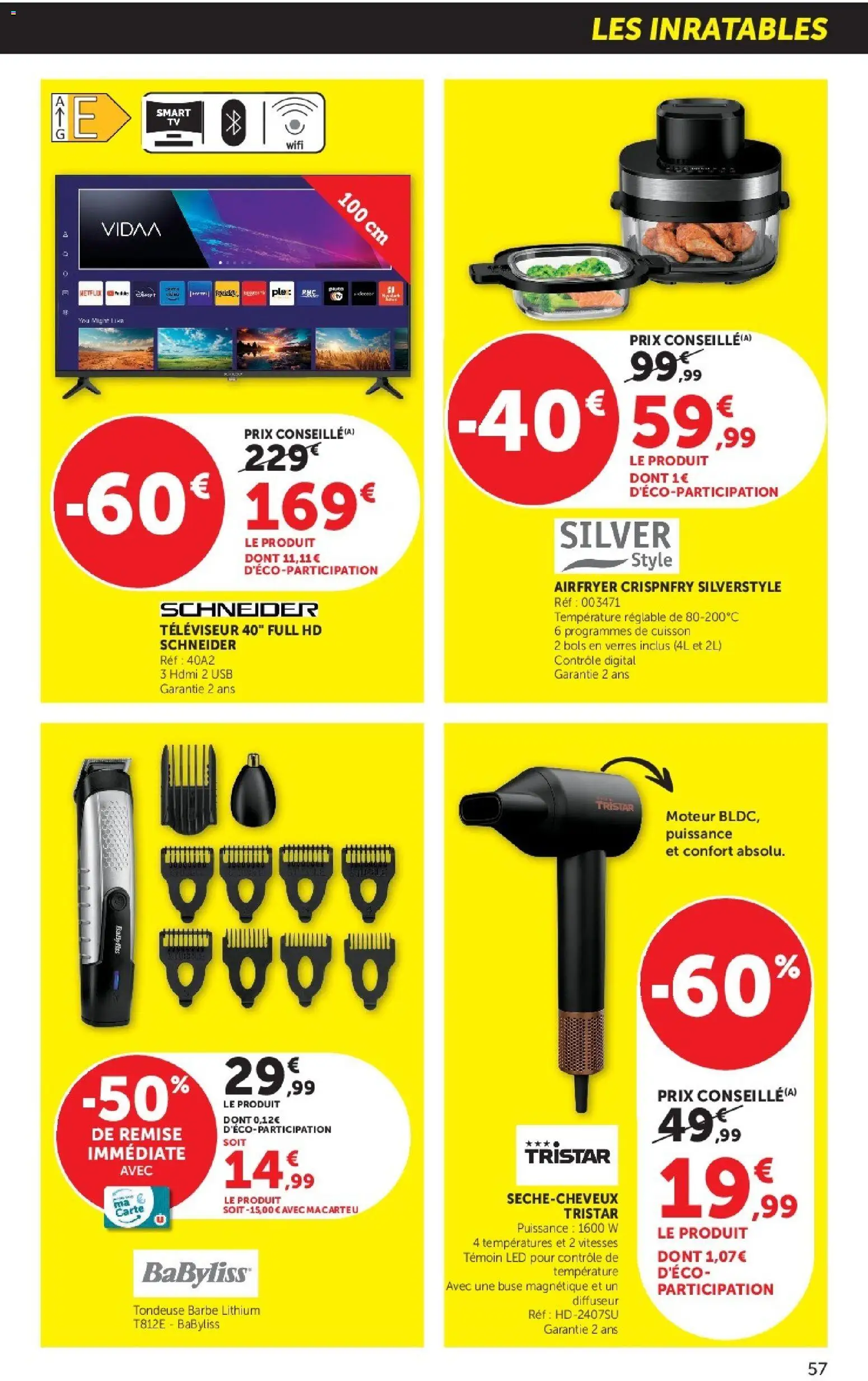 {H1} | Page: 57 | Produits: Tondeuse barbe, Tondeuse, Diffuseur, Televiseur