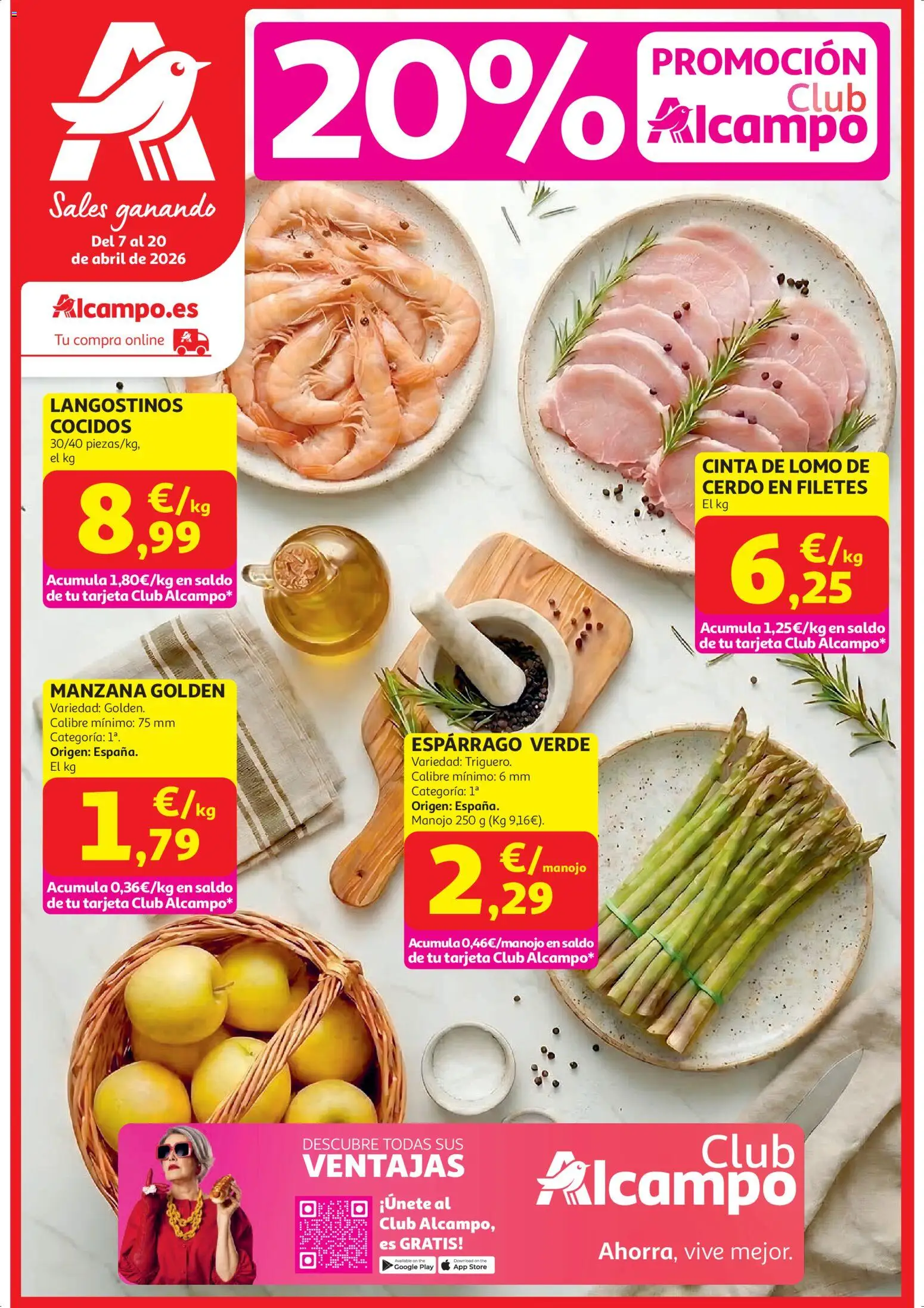 Alcampo HP Nacional │ válido desde el 07.04.2026 | Página: 1 | Productos: Cerdo, Manzana