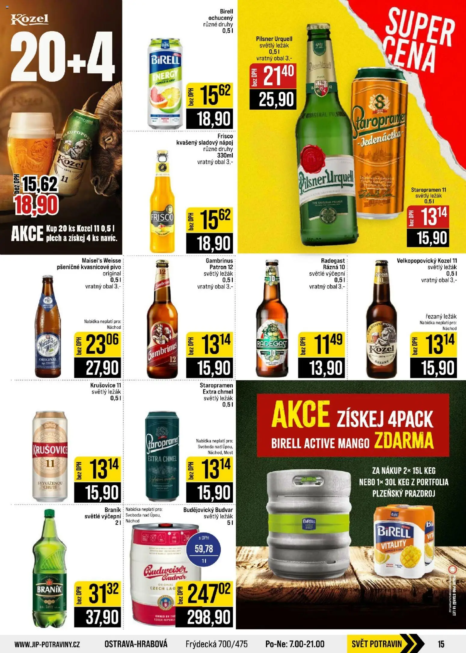 Jip leták - Cash & Carry od 26.08.2026 | Strana: 15 | Produkty: Pomelo, Staropramen, Plech, Radegast