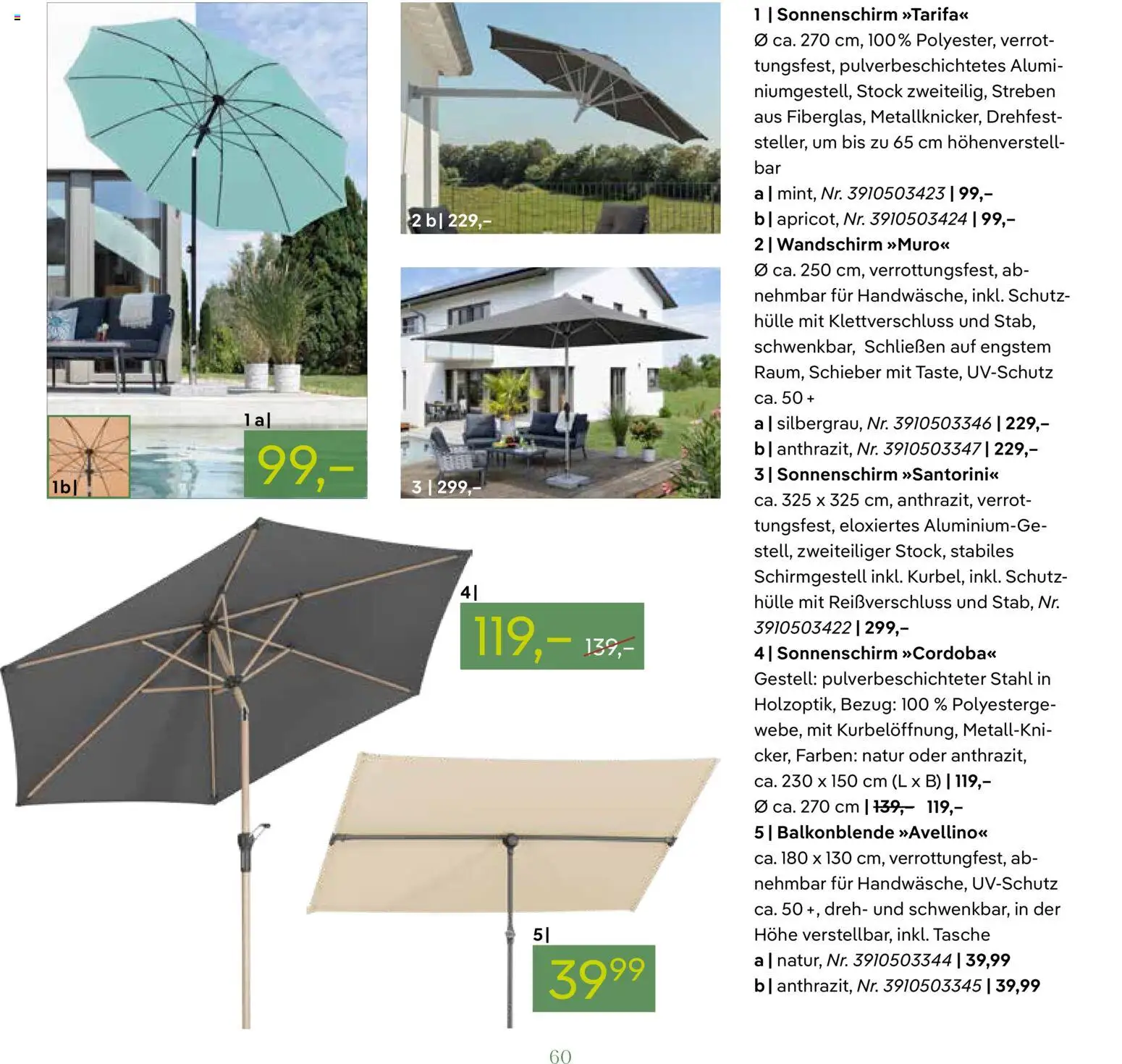 Pflanzen-Kölle GARTENMÖBEL 2026 – gültig ab 07.03.2026 | Seite: 60 | Produkte: Hülle, Tasche, Sonnenschirm