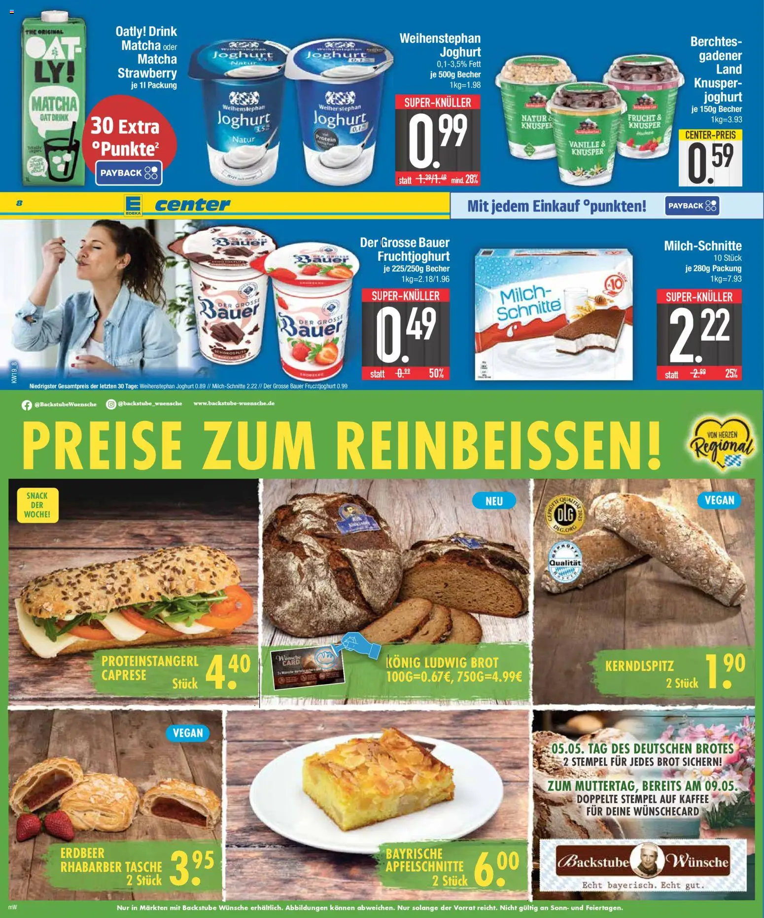 E center Prospekt 	 – gültig ab 04.05.2026 | Seite: 8 | Produkte: Tasche, Milch, Fruchtjoghurt, Brot