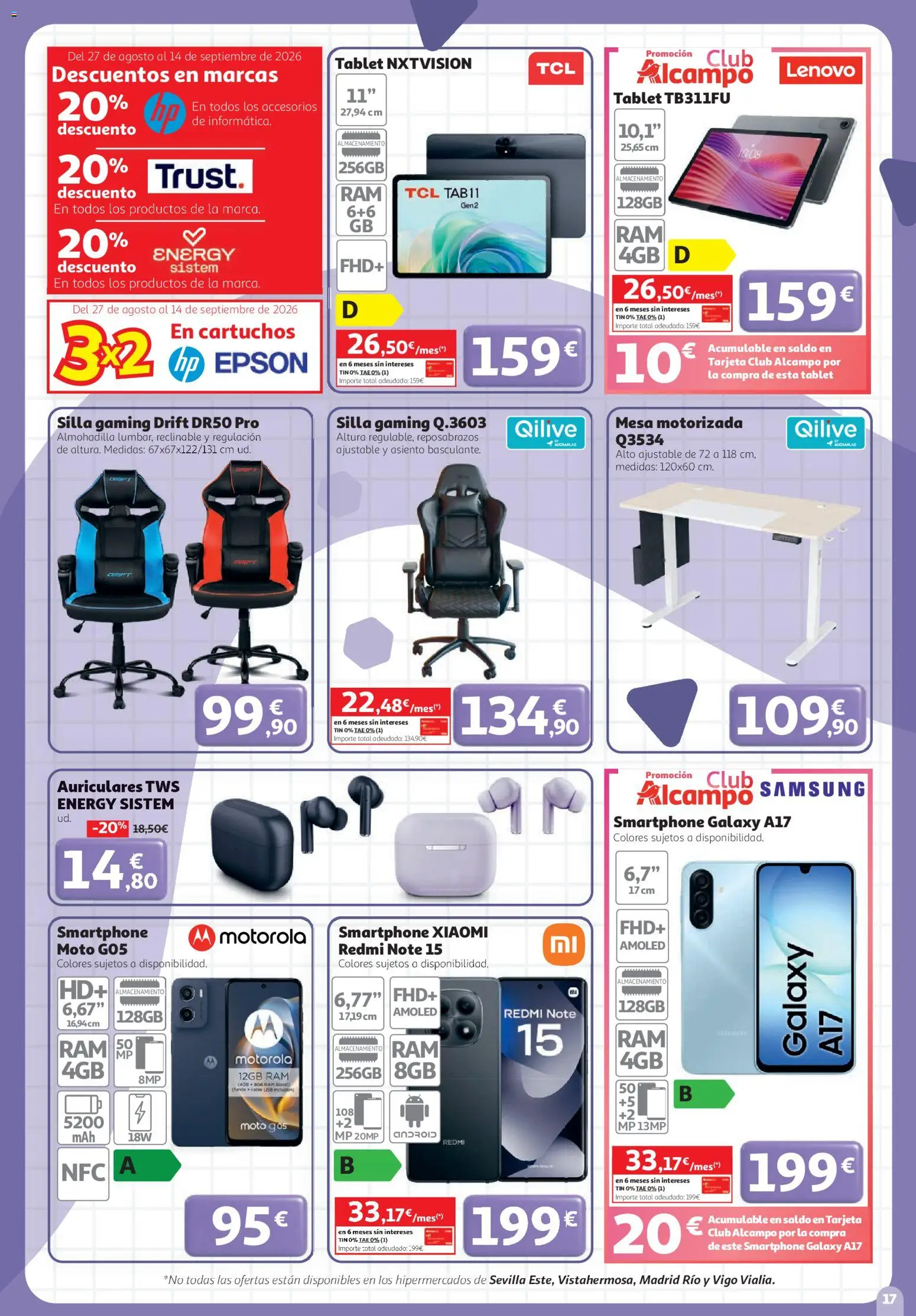 Alcampo - HG Nacional │ válido desde el 27/08/2026 | Página: 17 | Productos: Smartphone, Tablet, Mesa, Silla