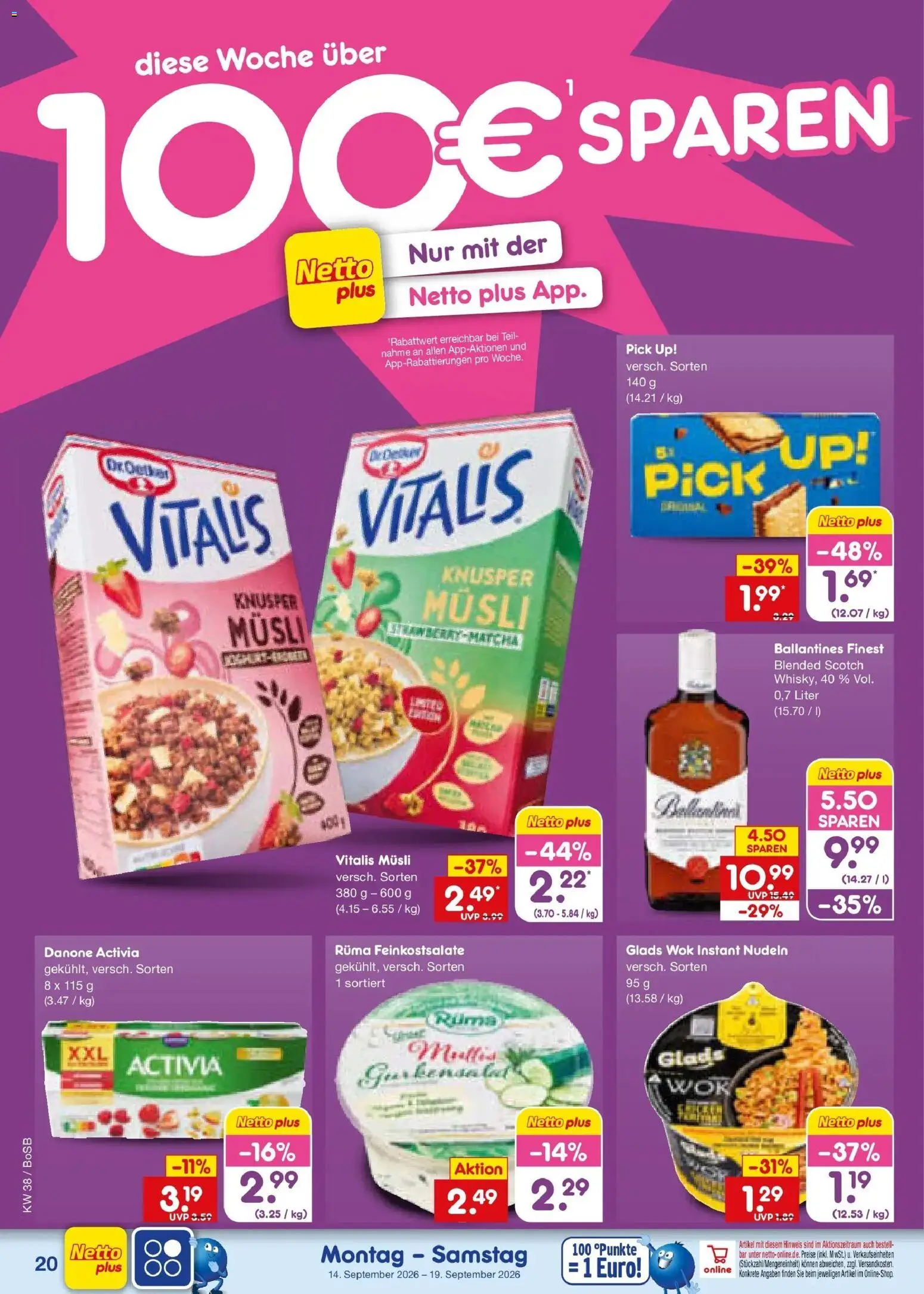Netto Marken-Discount Prospekt Bochum – gültig ab 14.09.2026 | Seite: 30 | Produkte: Activia, Danone activia, Nudeln, Wok
