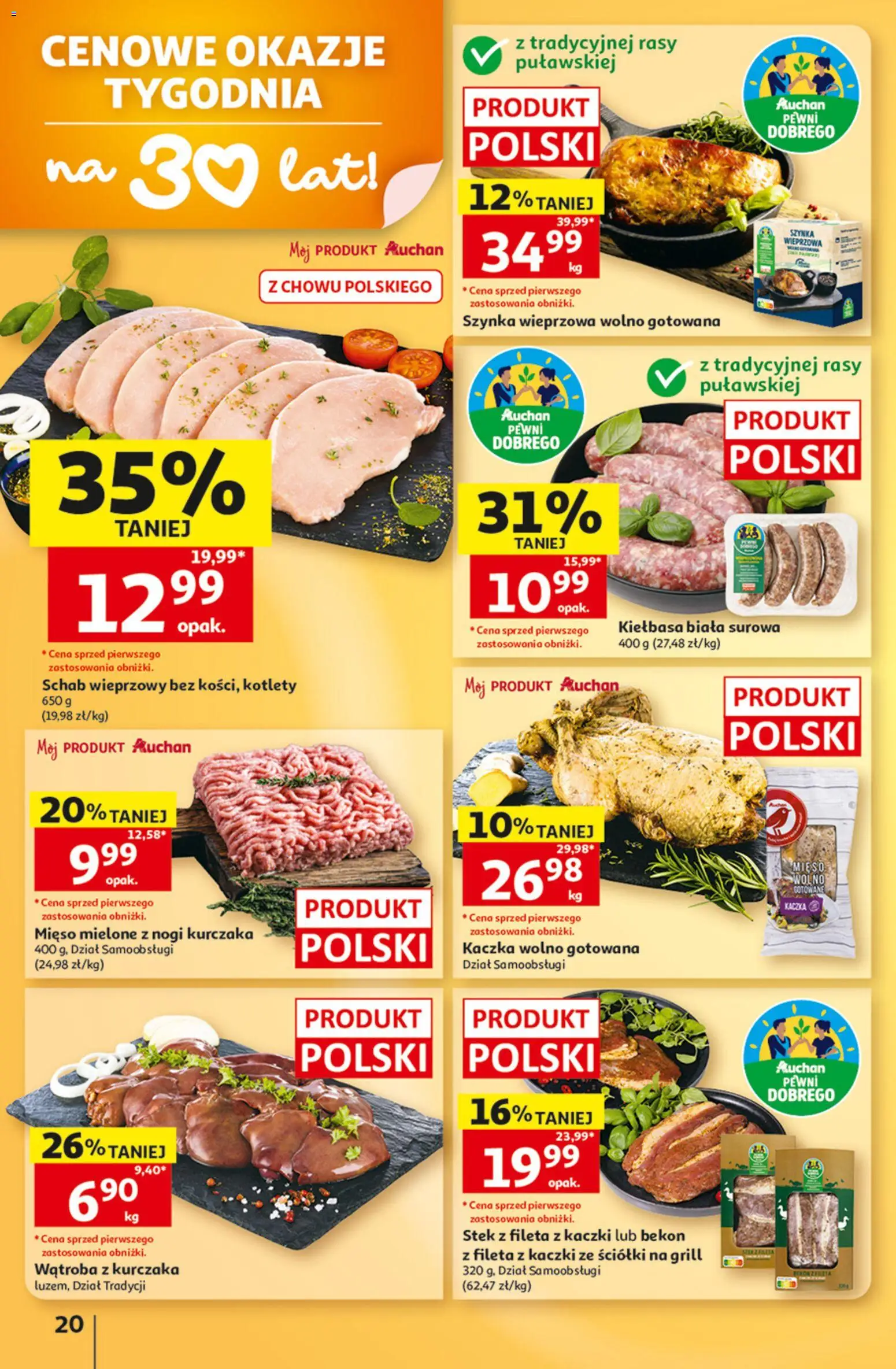 Auchan gazetka od 13.08.2026 | Strona: 20 | Produkty: Stek, Bekon, Kaczka, Szynka