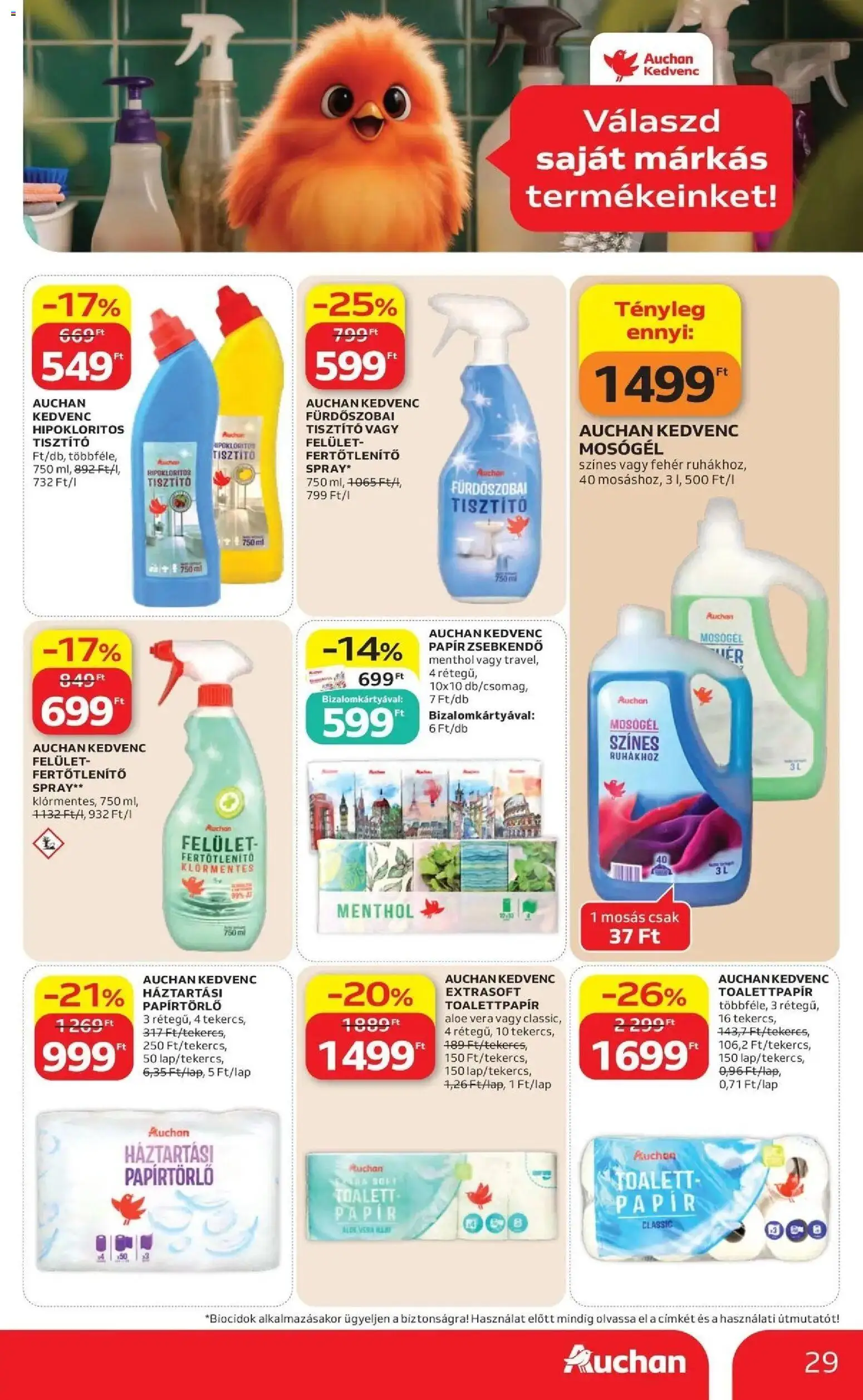 Auchan akciós ujság - amely érvényes a következő dátumtól: 2026.07.30. | Oldal: 29 | Termékek: Toalettpapír, Papírtörlő, Aloe vera, Papír zsebkendő