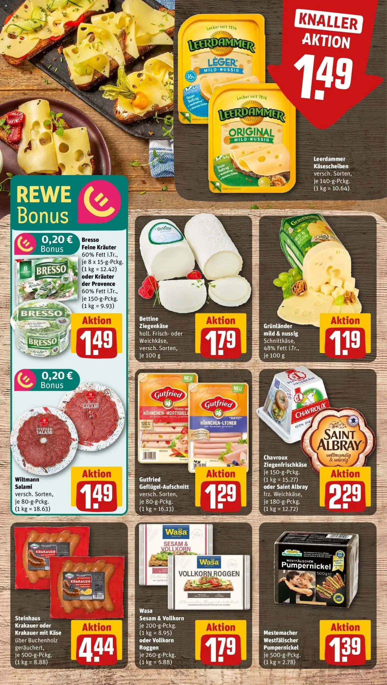 Rewe Prospekt Müllheim	 – gültig ab 27.04.2026 | Seite: 11 | Produkte: Käse, Leerdammer, Grunlander, Salami
