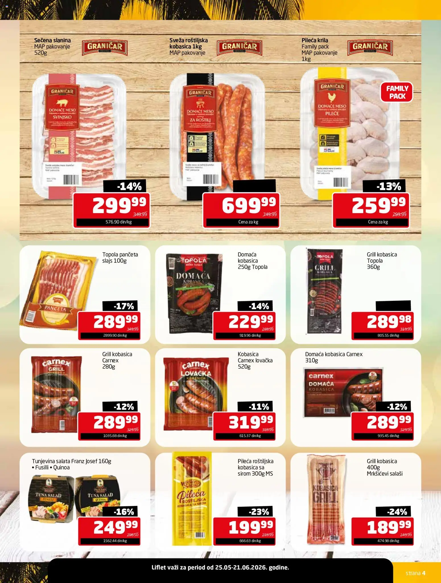 Gomex katalog - važi od 25.05.2026 | Strana: 4 | Proizvode: Panceta, Salata, Pakovanje, Kobasica