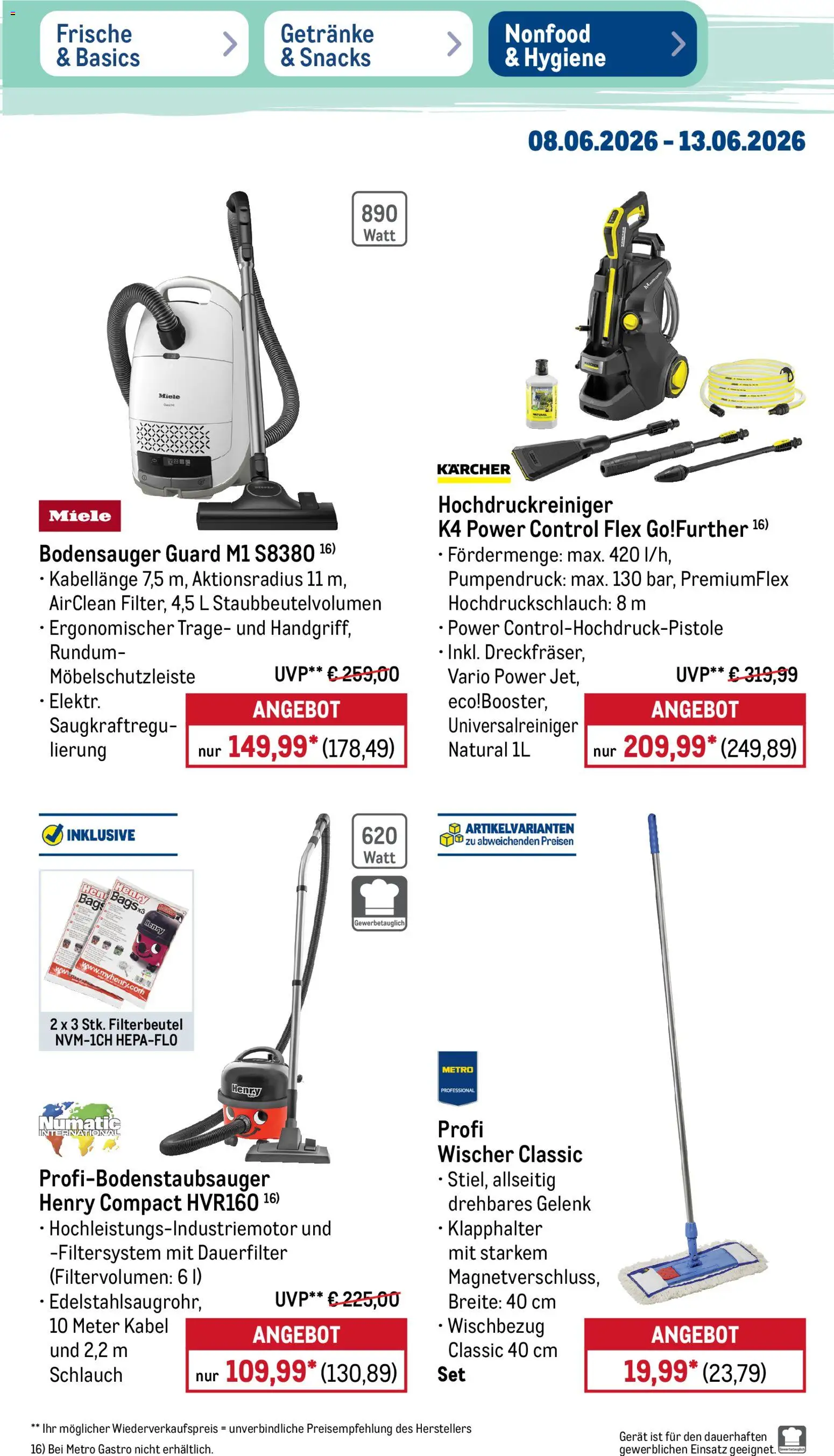 Metro Prospekt – gültig ab 08.06.2026 | Seite: 49 | Produkte: Kabel, Miele, Hochdruckreiniger