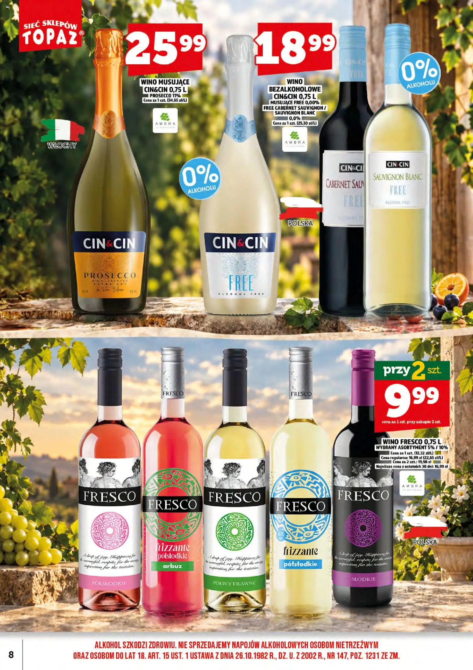 Topaz gazetka alkoholowa od 01.11.2026 | Strona: 10 | Produkty: Arbuz, Wino musujące, Wino fresco, Alkohol