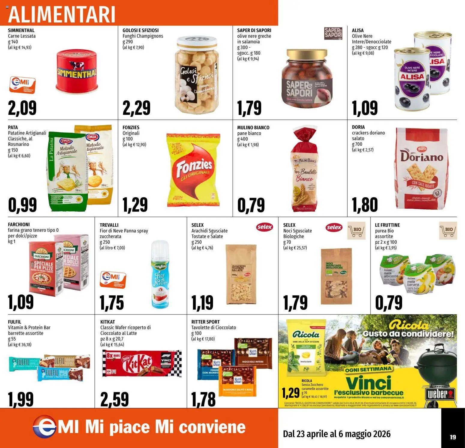 Volantino EMI del 23.04.2026 | Pagina: 19 | Prodotti: Zucchero, Latte, Crackers, Miele