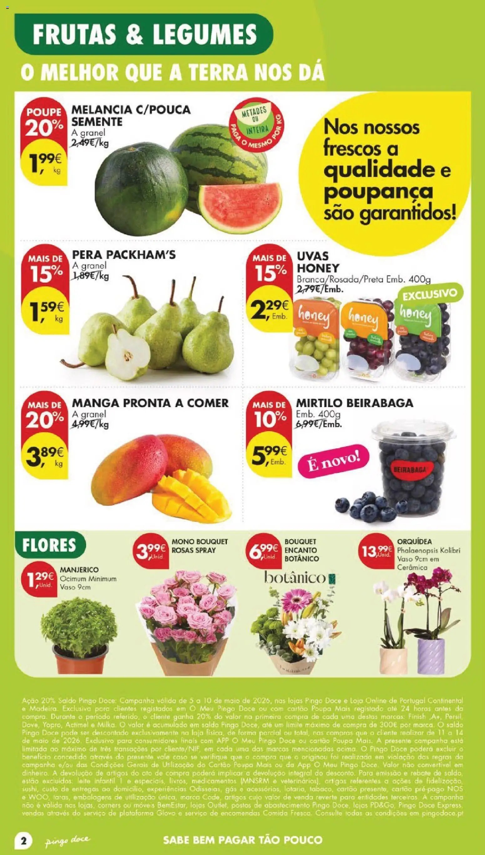 Pingo Doce folheto │ válido de 05.05.2026 | Página: 2 | Produtos: Flores, Leite infantil, Vaso, Uvas