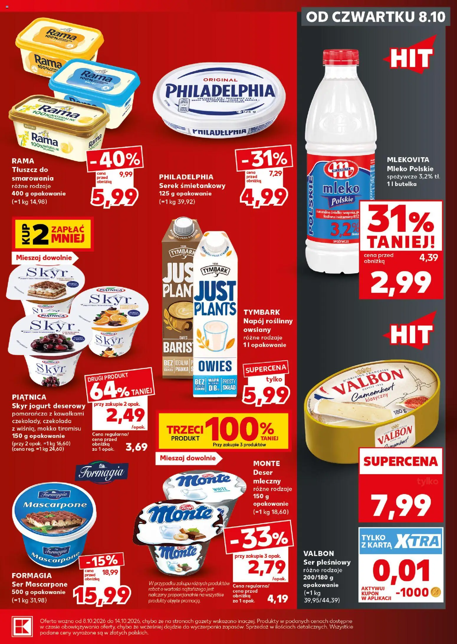 Kaufland Polsko leták - Mocny start od 12.10.2026 | Strana: 21 | Produkty: Mléko, Tiramisu, Skyr, Philadelphia