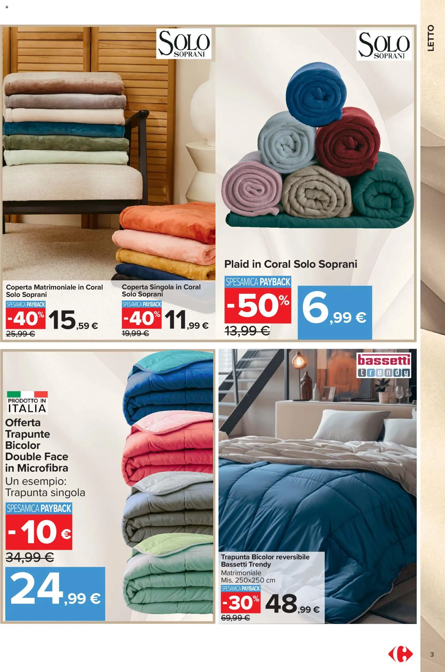 Volantino Carrefour del 07/10/2026 | Pagina: 3 | Prodotti: Plaid, Trapunta, Letto, Coperta