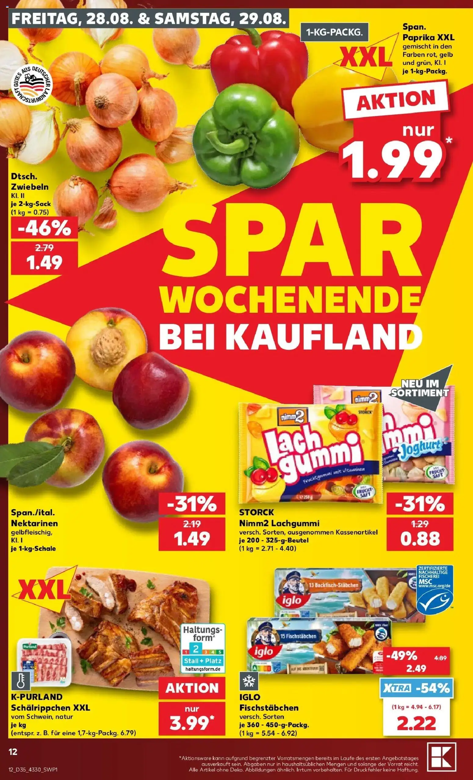 Prospekt Kaufland ab 27.08.2026 » Angebote Online zum Blättern | Seite: 12 | Produkte: Nektarinen, Joghurt, Iglo, Zwiebeln
