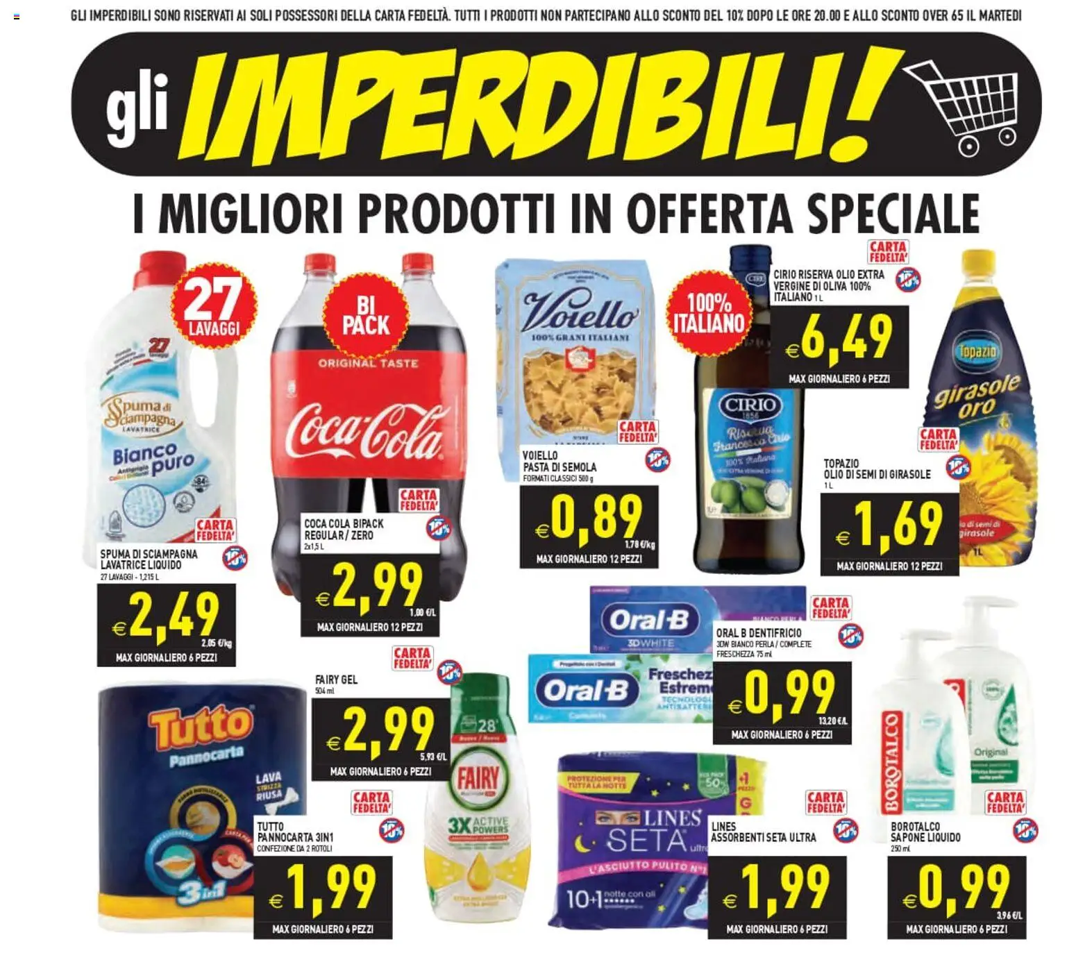 Volantino PIM Supermercati del 12/08/2026 | Pagina: 3 | Prodotti: Sapone, Olio, Lavatrice, Semola