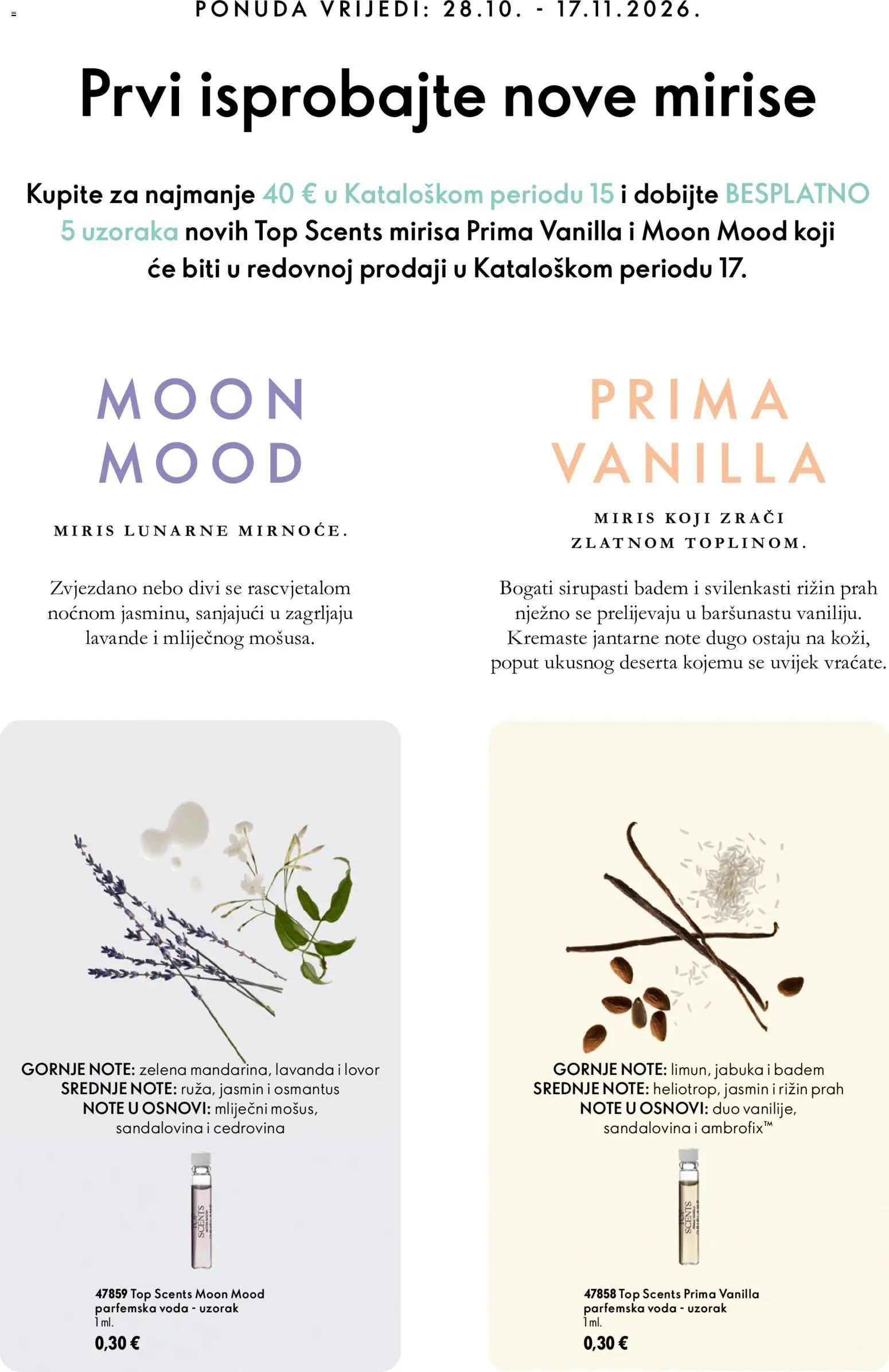 Oriflame katalog | vrijedi od 28.10.2026 | Stranica: 15 | Proizvodi: Miris, Voda, Badem, Lavanda