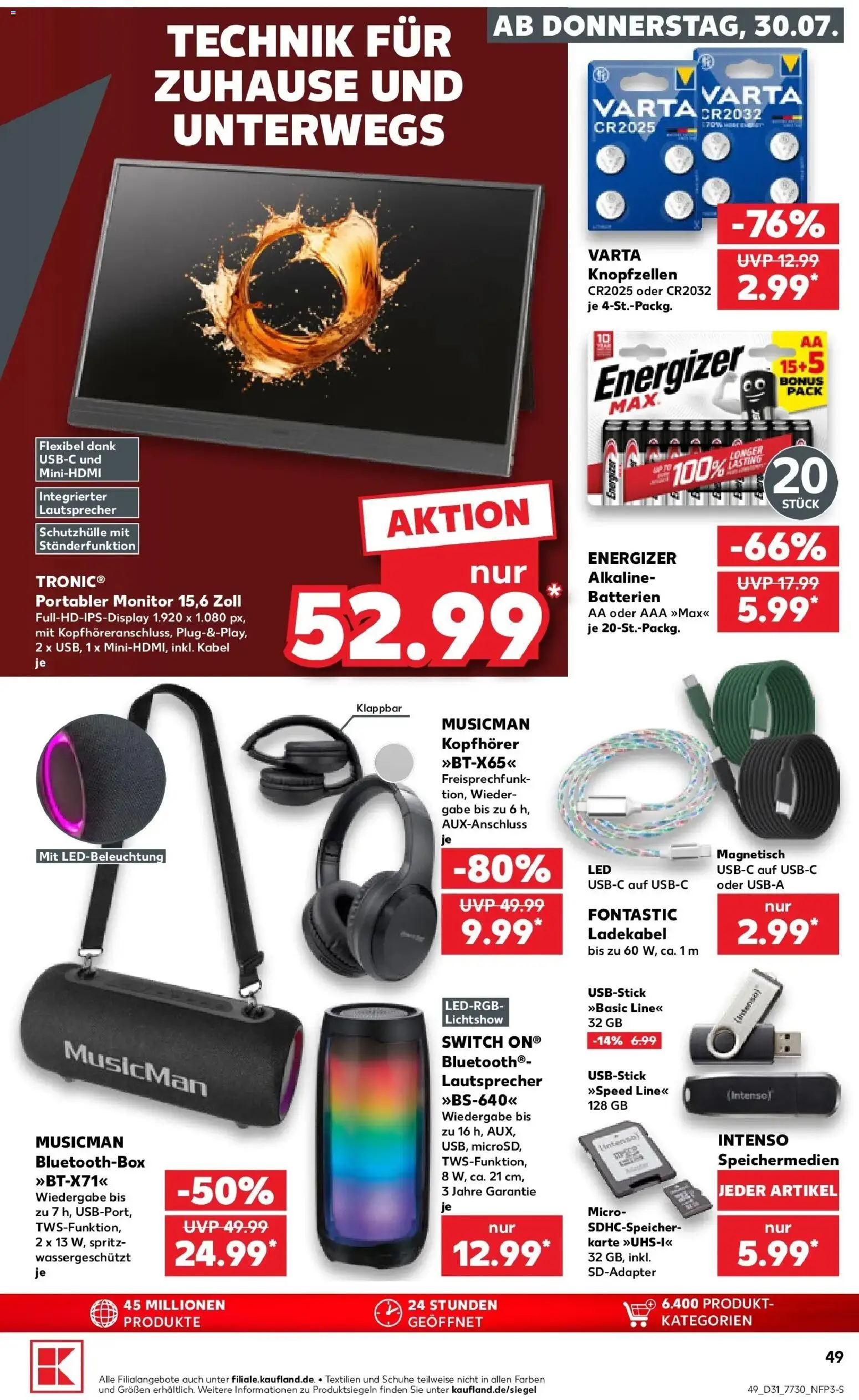 Kaufland Prospekt Kulmbach – gültig ab 30.07.2026 | Seite: 47 | Produkte: Kabel, Lautsprecher, Batterien, Monitor