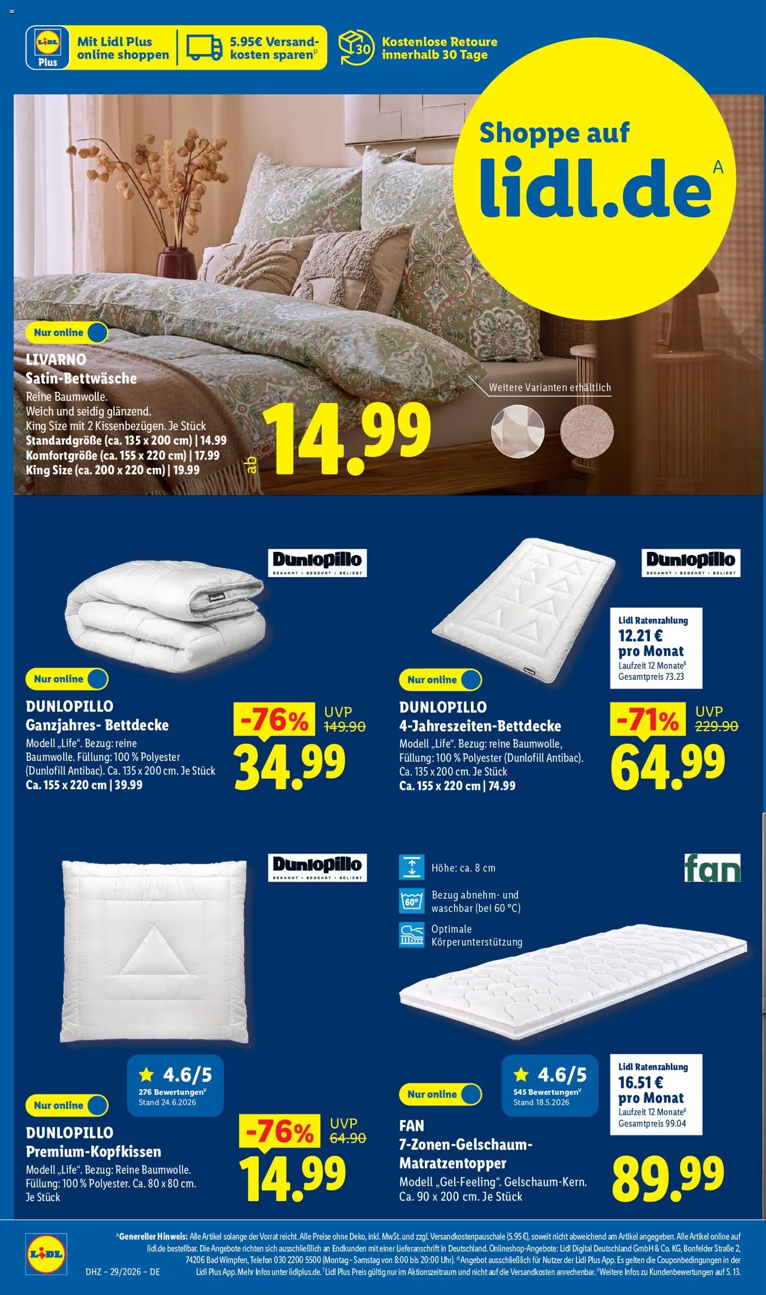 Lidl Prospekt – gültig ab 13.07.2026 | Seite: 22 | Produkte: Topper, Bad, Bettdecke, Telefon