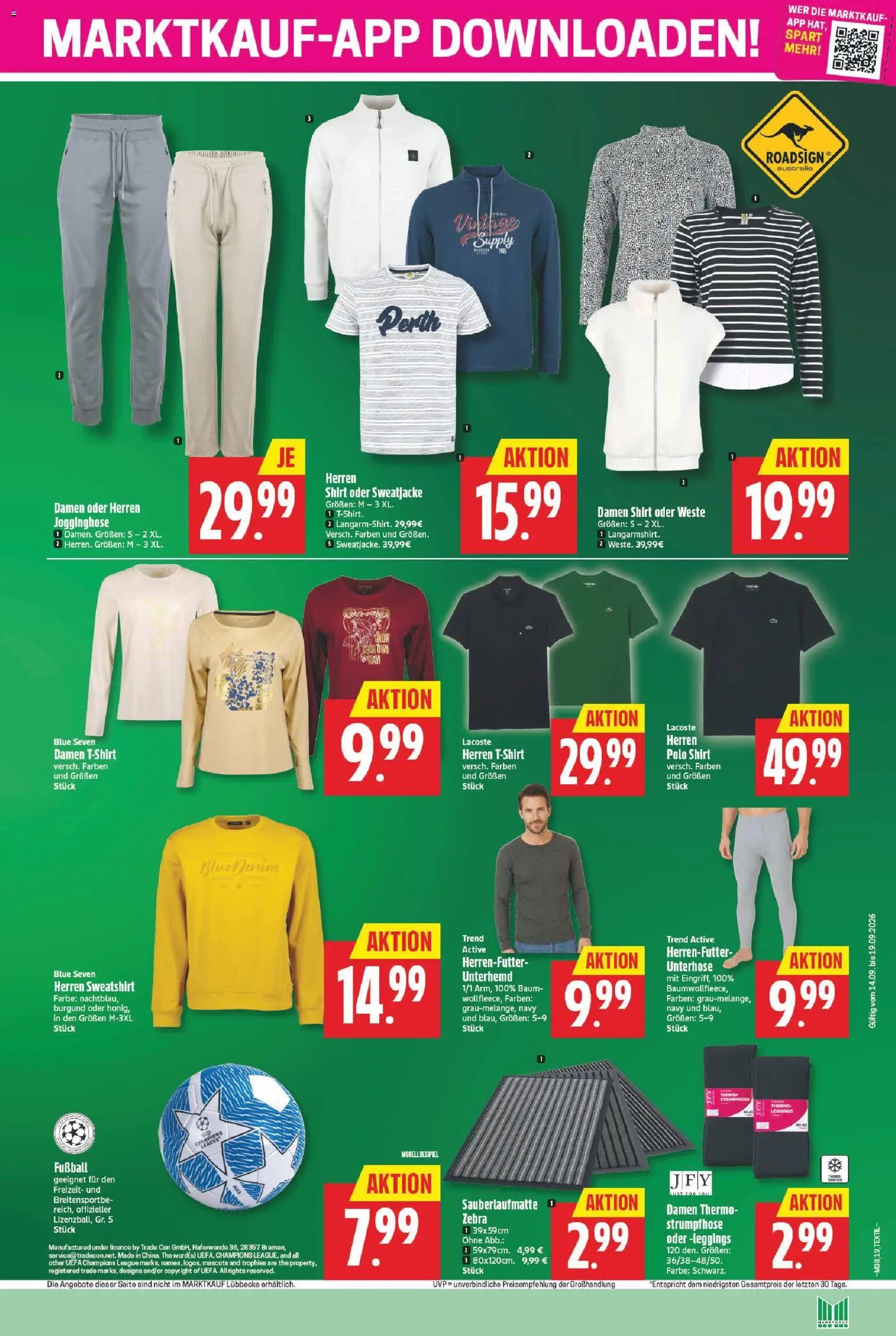 Marktkauf Prospekt – gültig ab 14.09.2026 | Seite: 19 | Produkte: Shirt, Jogginghose, Sweatjacke, Weste