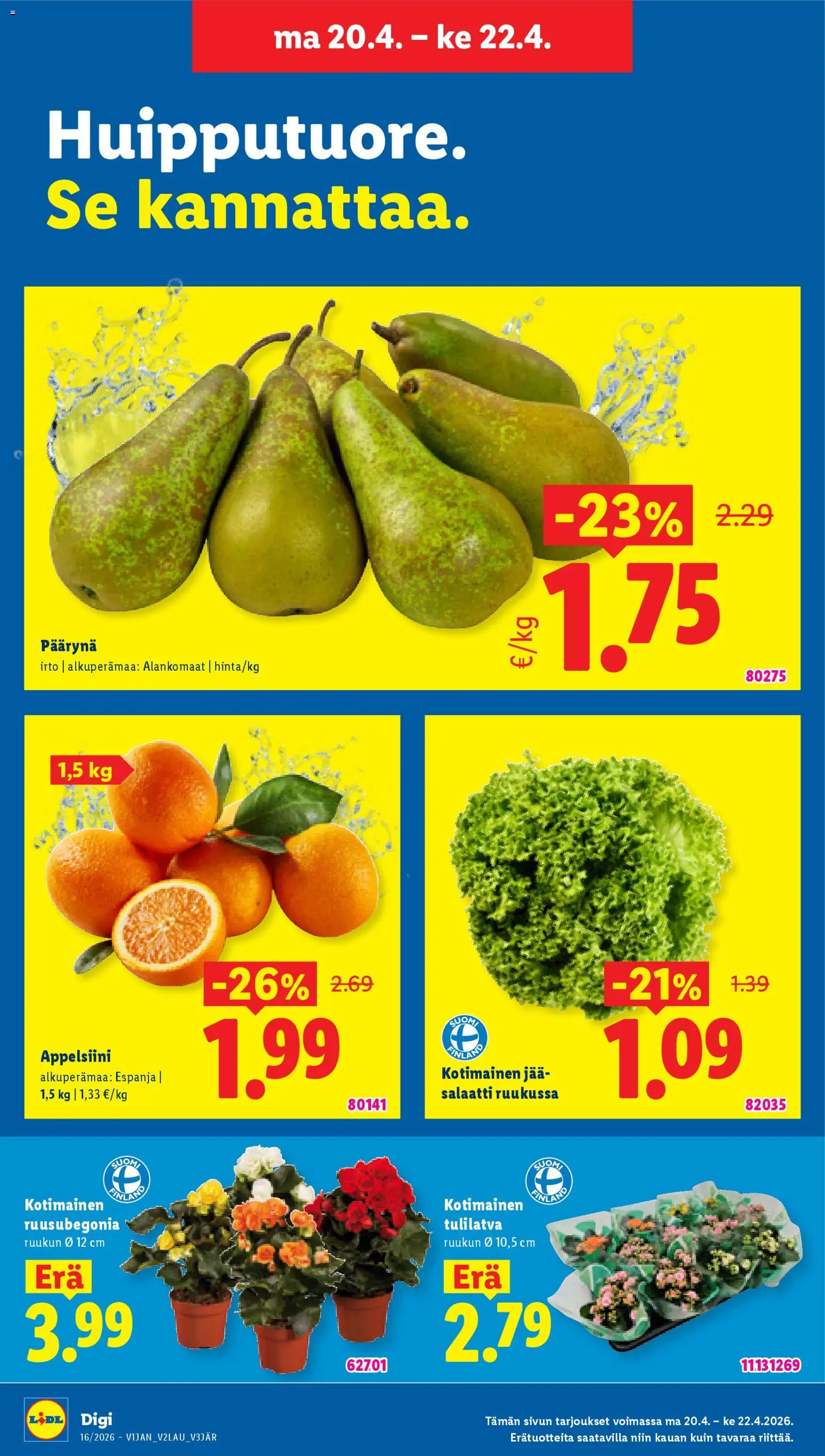 Lidl tarjoukset - Helsinki – voimassa 16.04.2026 alkaen | Sivu: 21 | Tuotteet: Salaatti