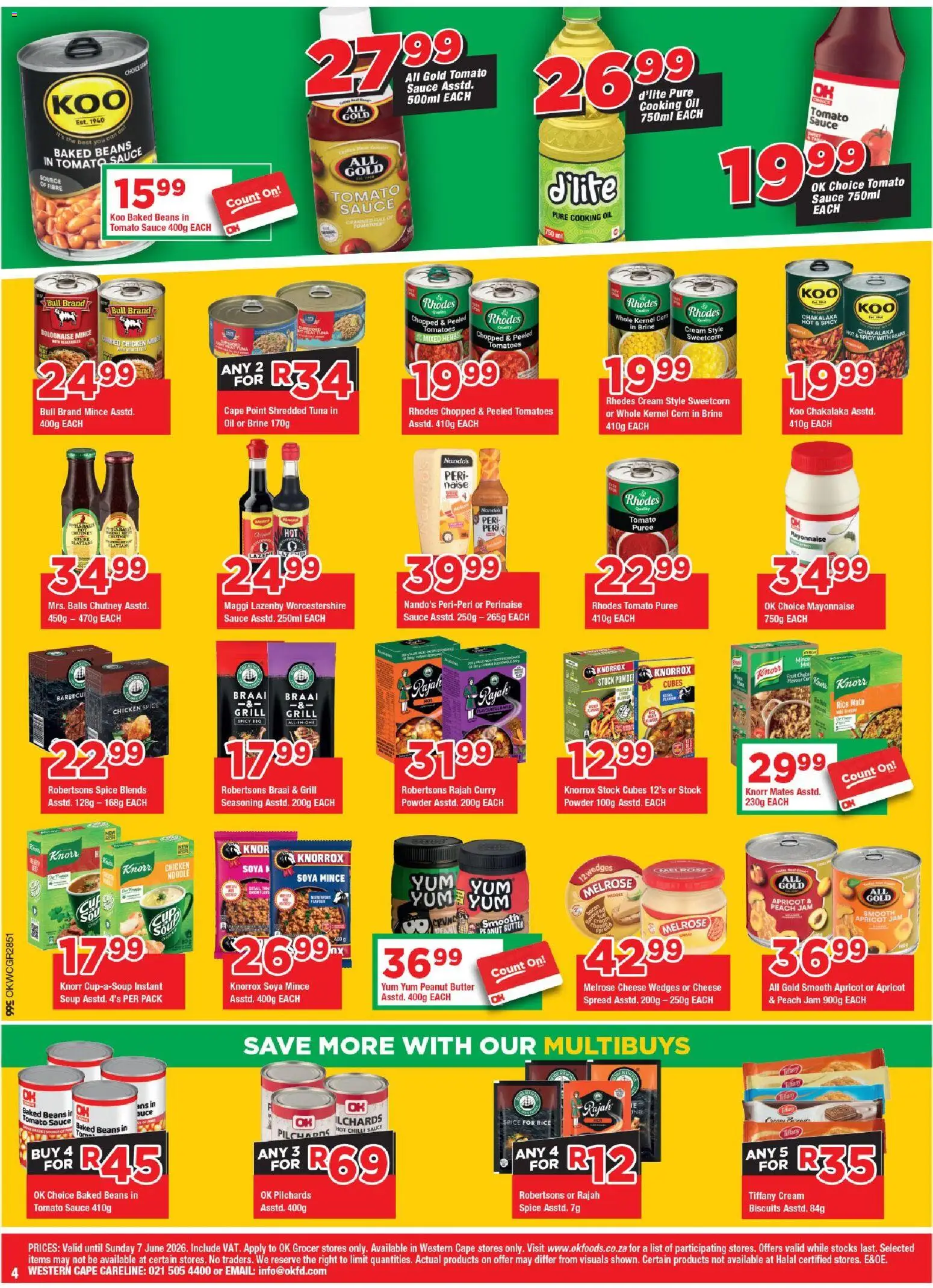 New OK Foods catalogue – valid from 25.05.2026 | Page: 4 | Products: Pilchards, Cream, Chilli, Bacon
