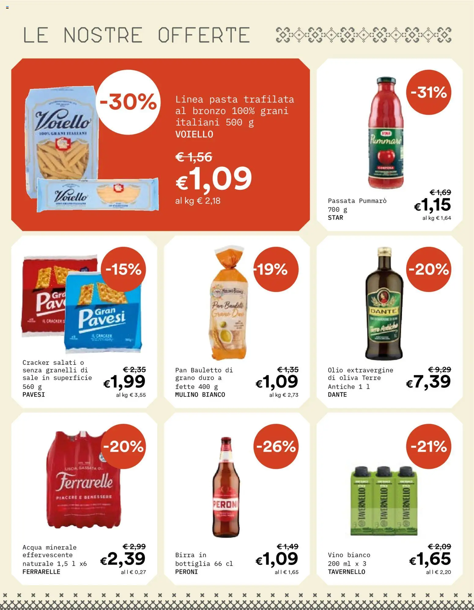 Volantino Borello Supermercati del 08/10/2026 | Pagina: 8 | Prodotti: Acqua, Vino, Pasta, Acqua minerale