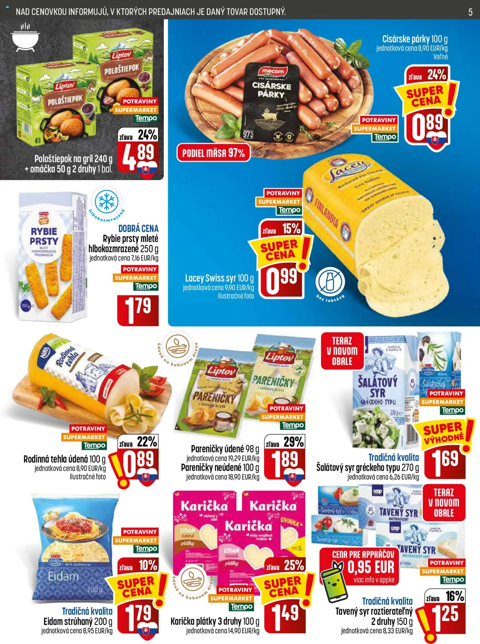 Nové COOP Jednota akcie – leták je platný od 30.07.2026 | Strana: 5 | Produkty: Gril, Rybie prsty, Tavený syr