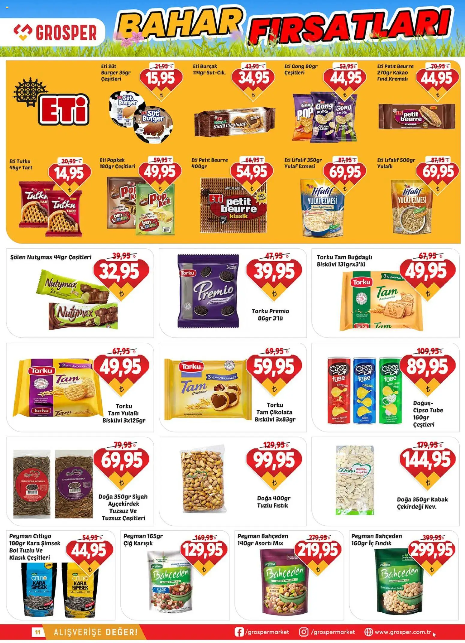 Grosper Katalog - 08.04.2026 tarihinden itibaren geçerlidir | Sayfa: 11 | Ürünler: Fıstık, Kabak, Çikolata, Yulaf