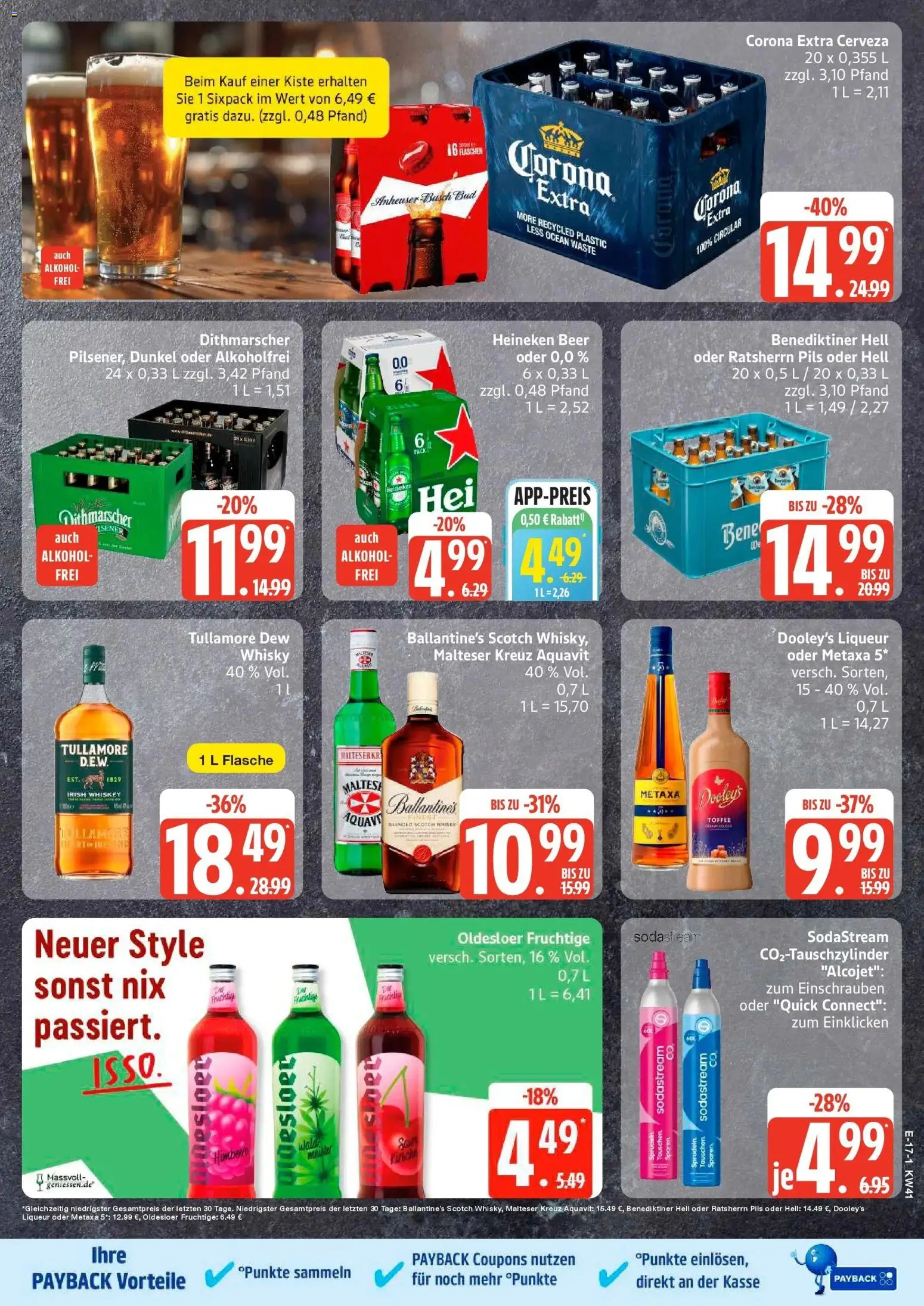 Edeka Prospekt Elmshorn (ab 05.10.2026) » Angebote Online | Seite: 21 | Produkte: Oldesloer, Benediktiner hell, Metaxa, Sodastream
