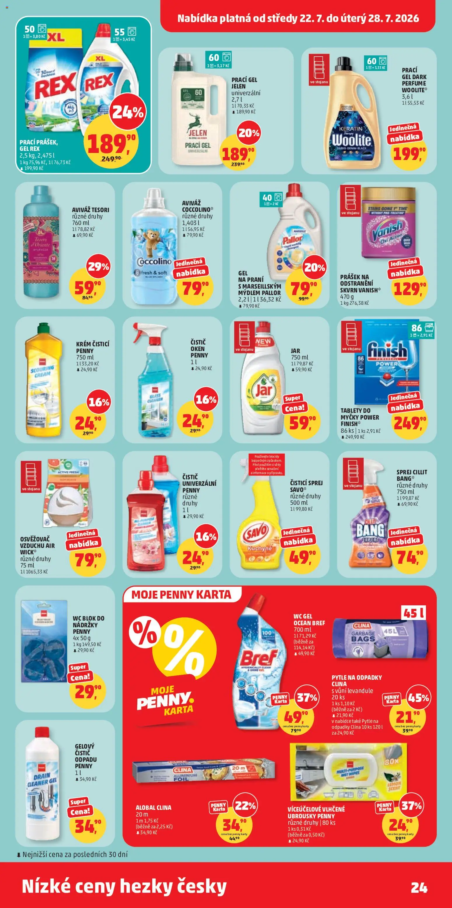 Penny Market leták od 22.07.2026 | Strana: 24 | Produkty: Wc blok, Alobal, Air Wick, Vanish