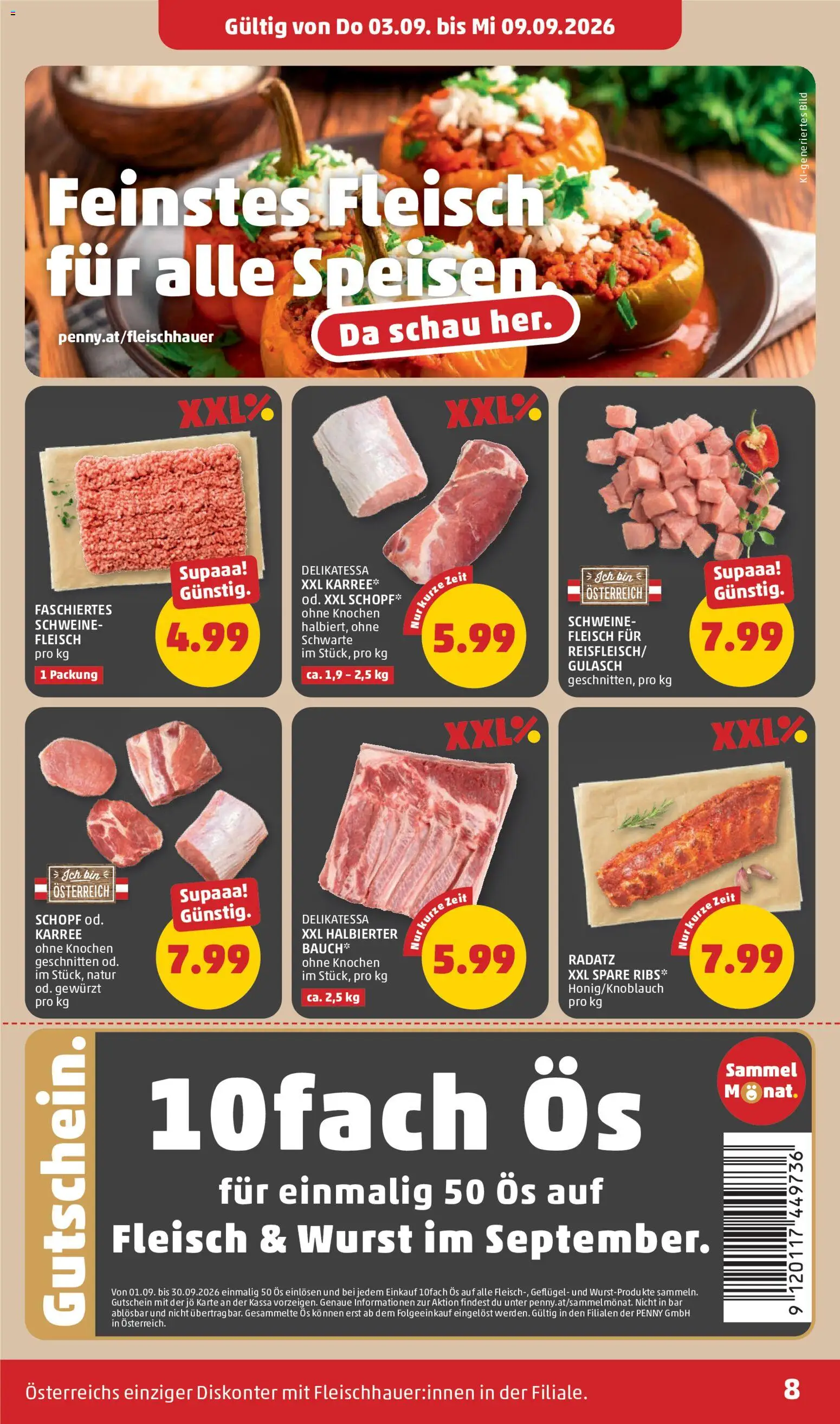 Penny Markt Flugblatt gültig ab 03.09.2026 | Seite: 8 | Produkte: Wurst